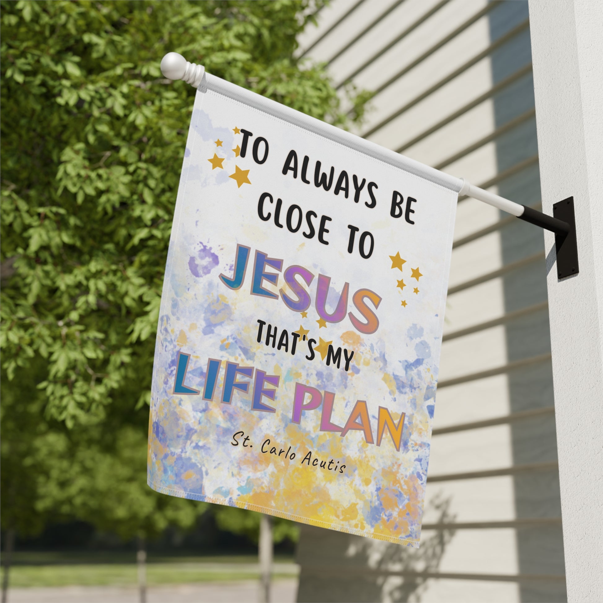 St. Carlo Acutis Watercolor Garden Flag/ House Banner
