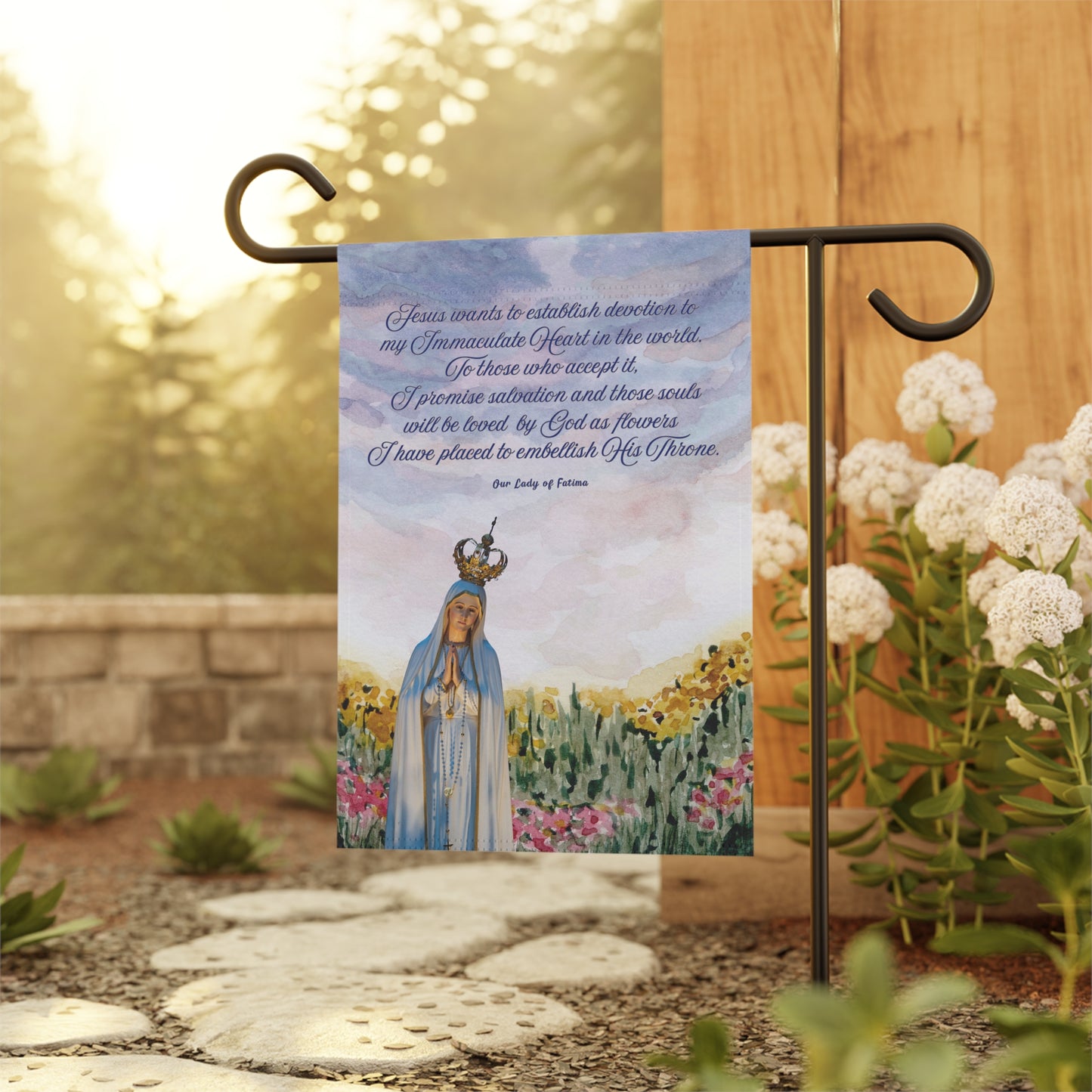 Our Lady of Fatima Immaculate Heart Garden Flag