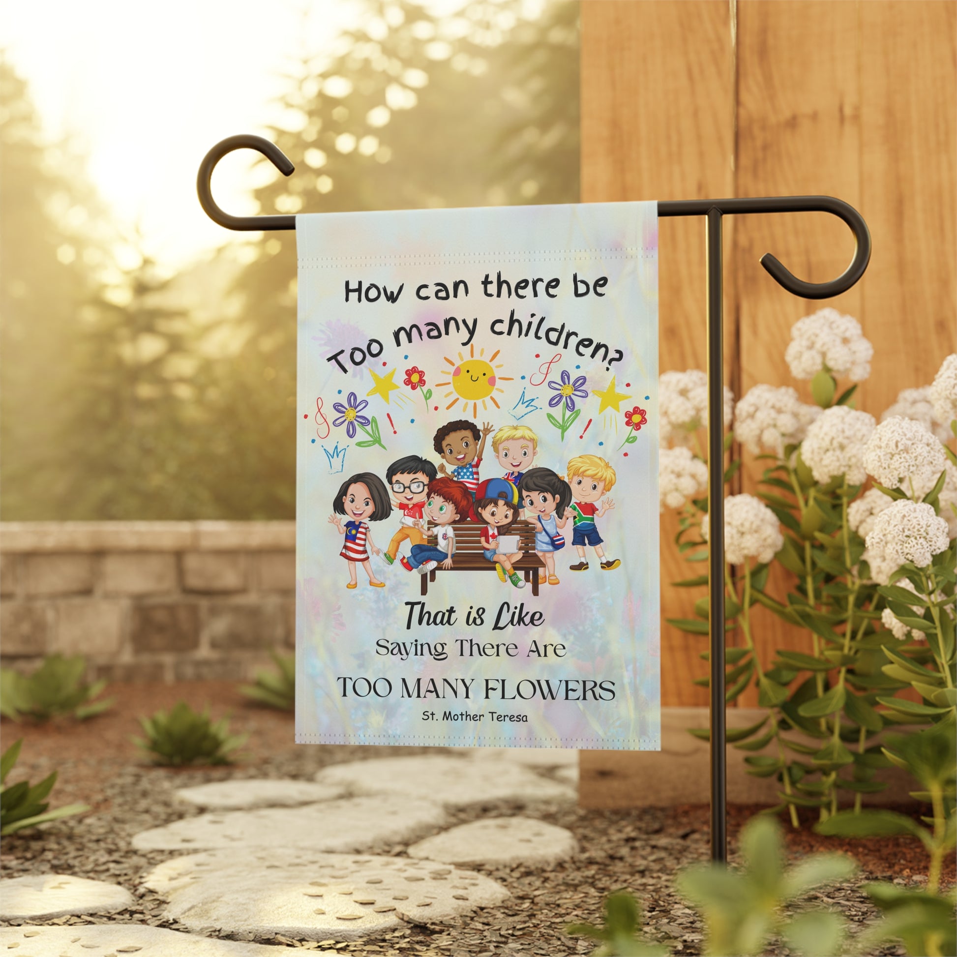 St. Mother Teresa Flowers Kids Garden Flag & Banner