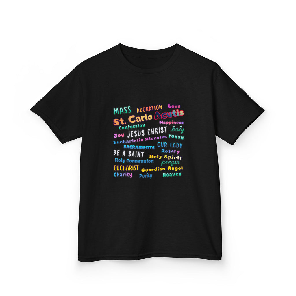 St. Carlo Acutis Inspirational Youth Word Cloud T-Shirt