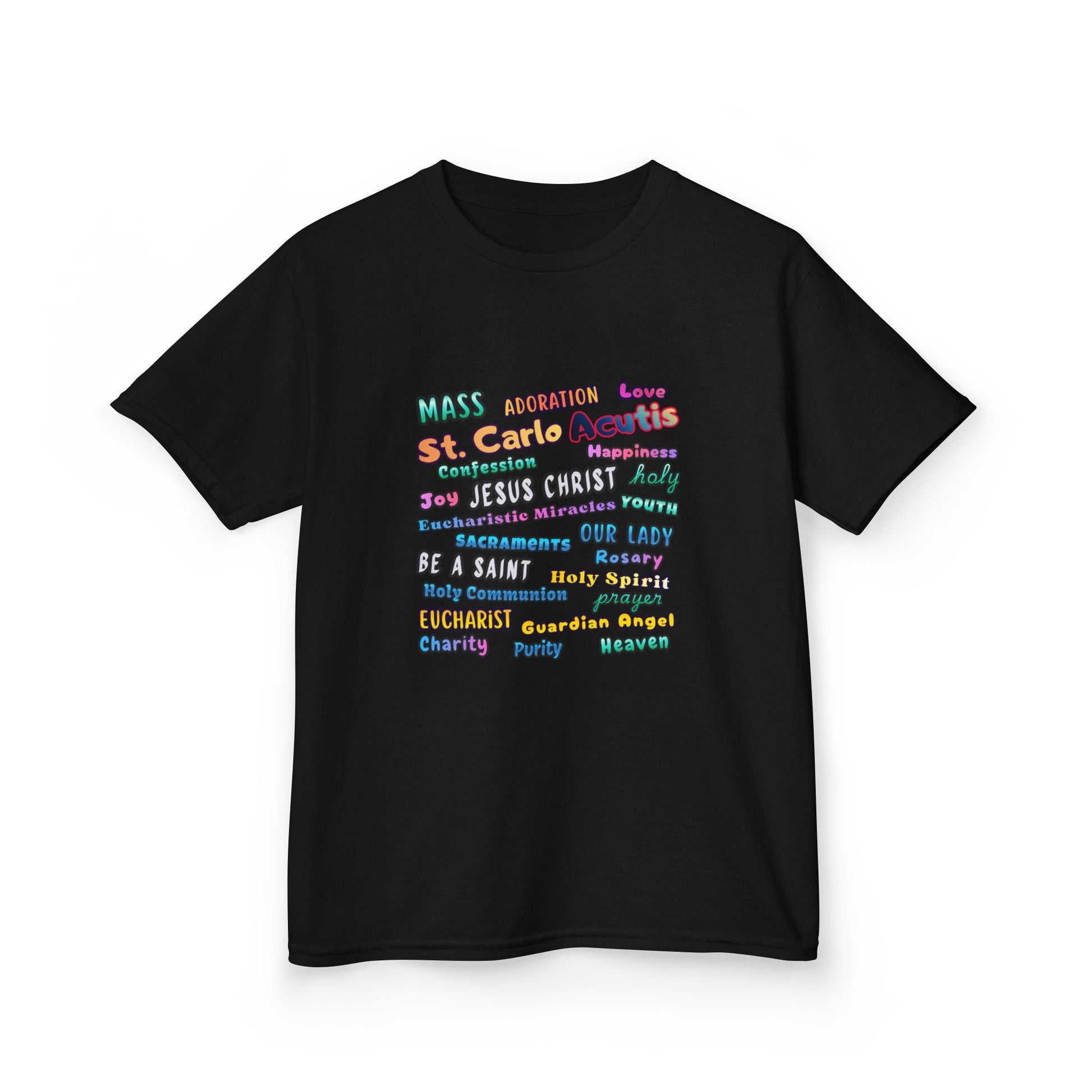 St. Carlo Acutis Inspirational Youth Word Cloud T-Shirt