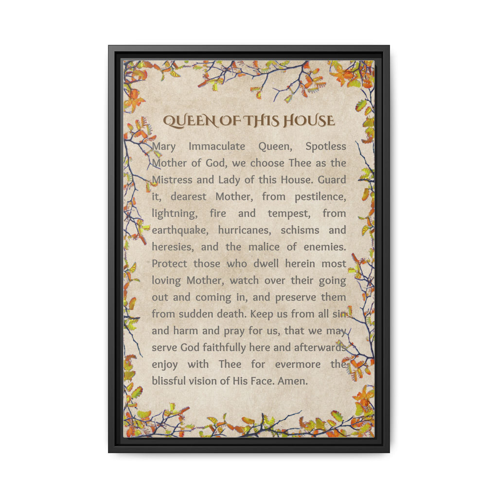 Daily Marian Prayer of Protection Framed- Queen of This House