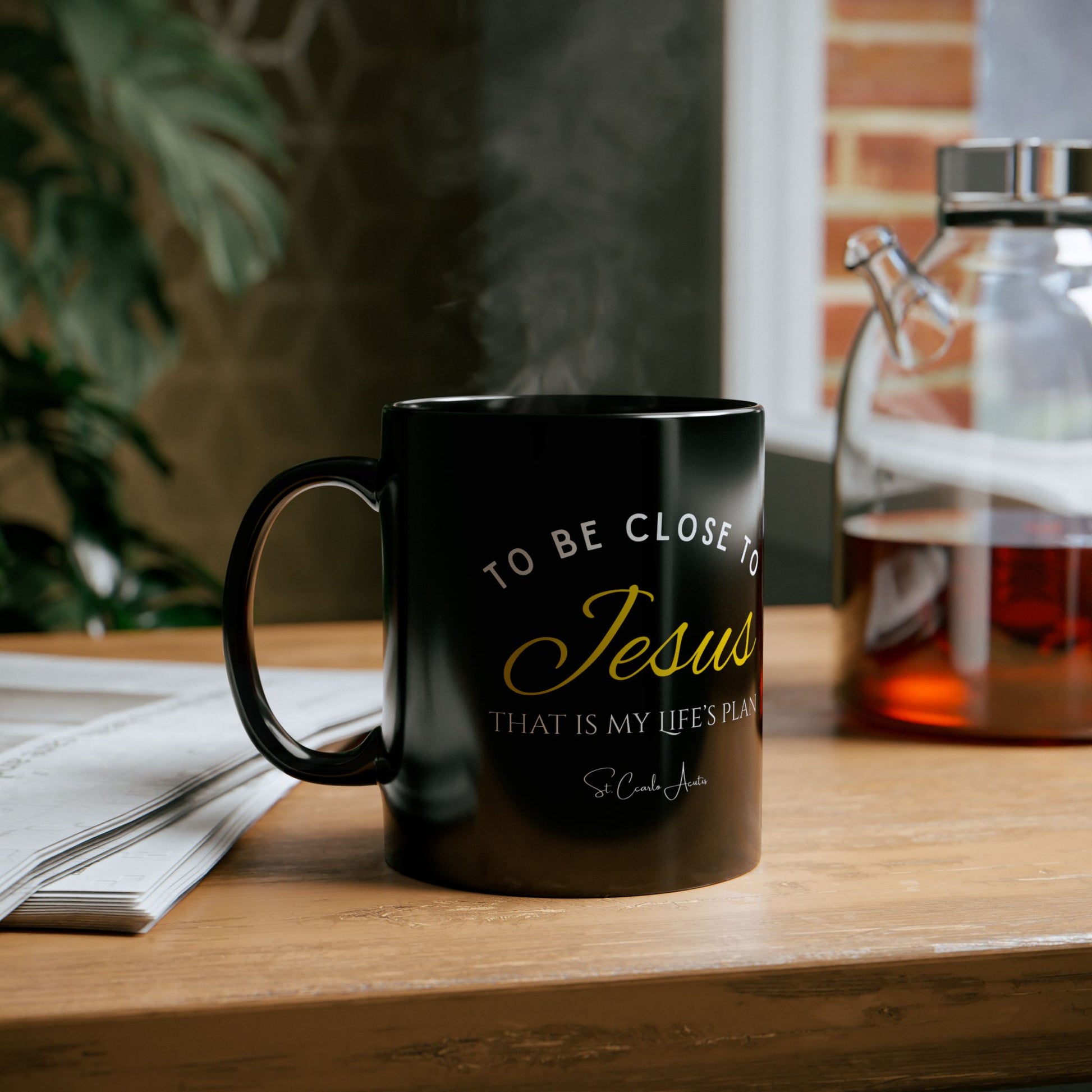 St. Carlo Acutis 'Close To Jesus' Black Mug