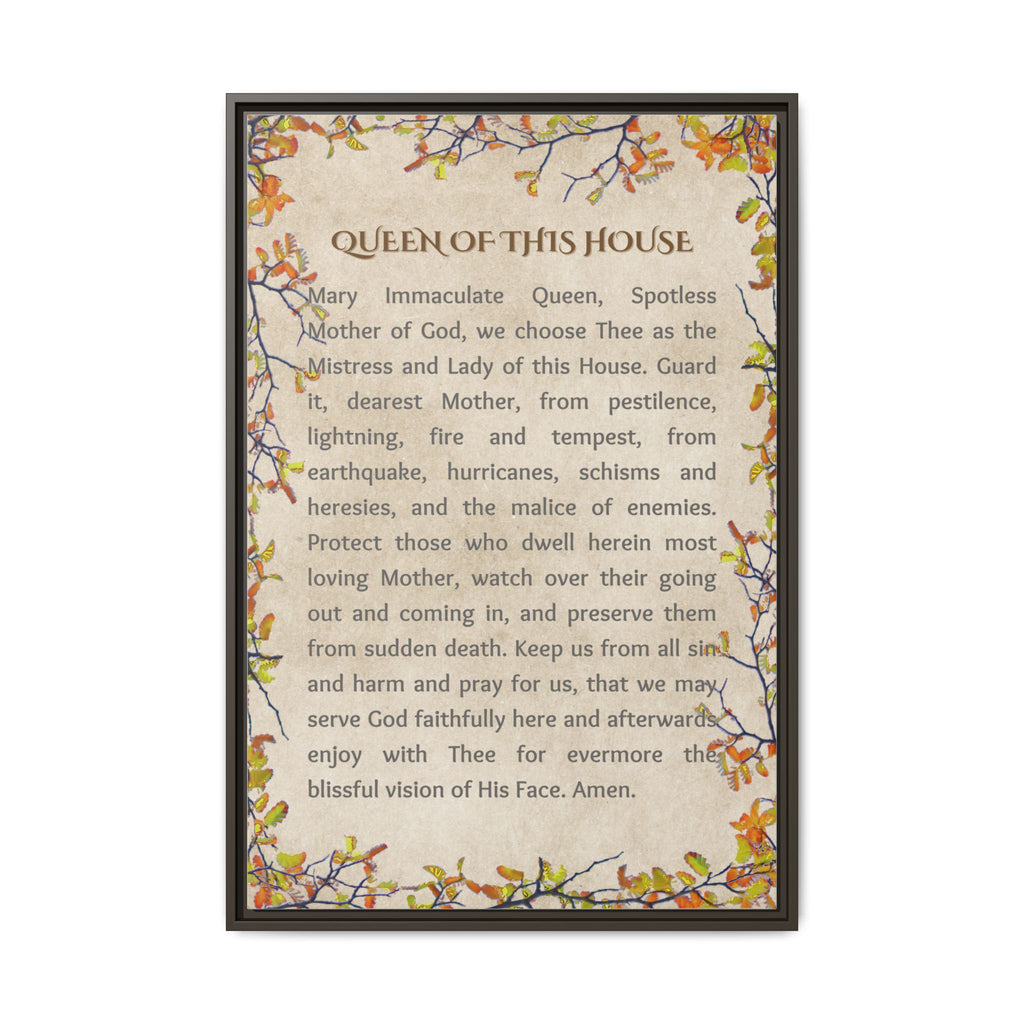 Daily Marian Prayer of Protection Framed- Queen of This House