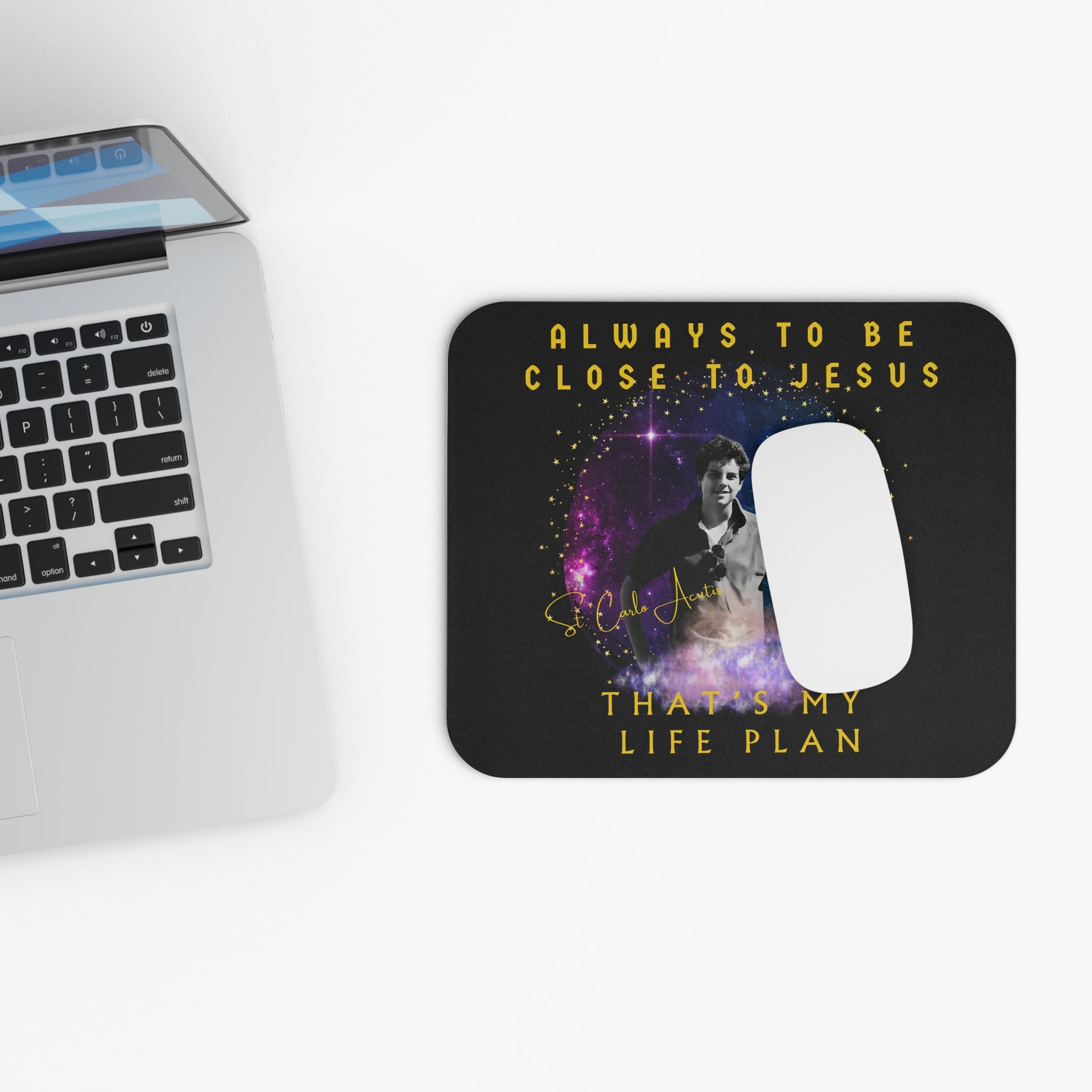 St. Carlo Acutis Mouse Pad Black