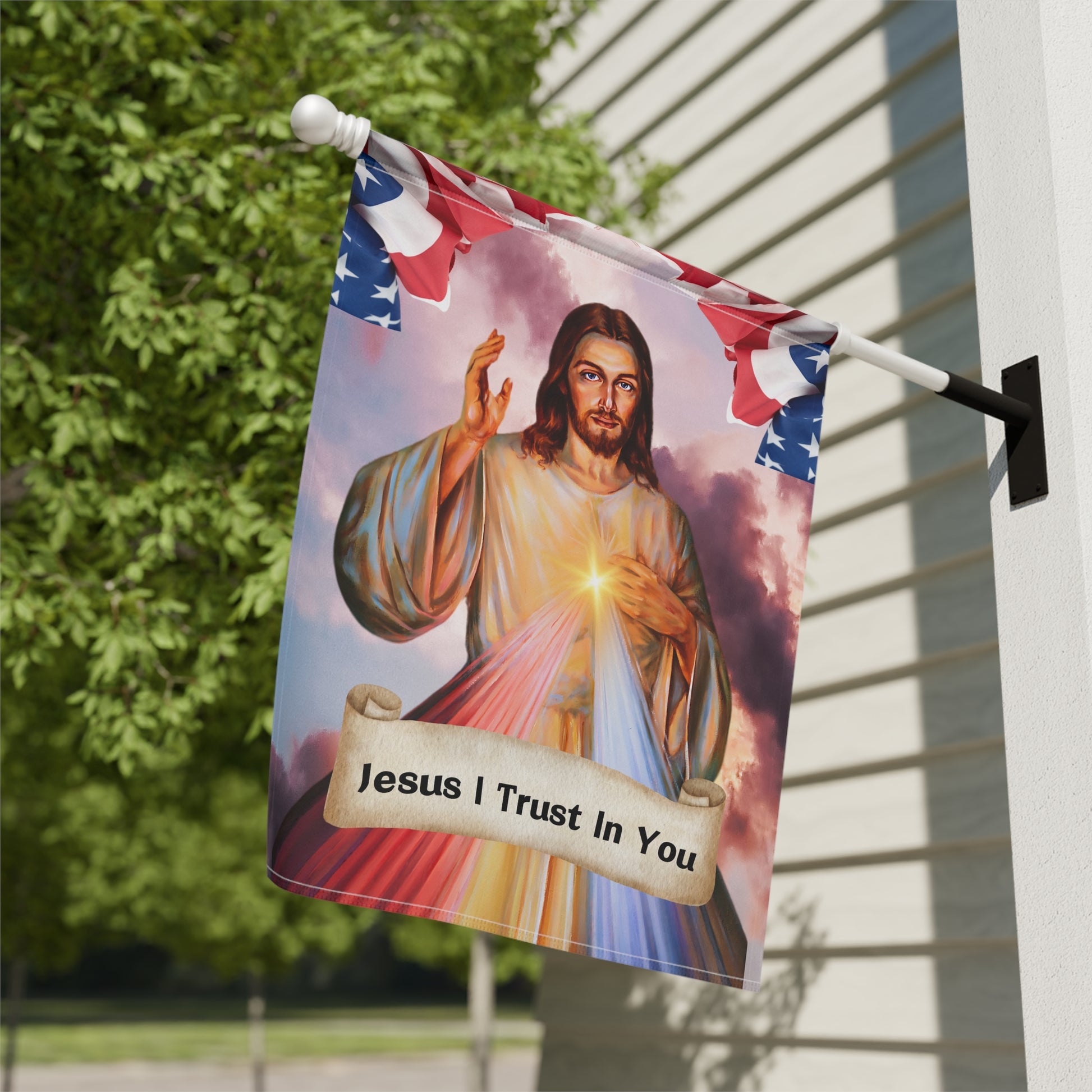 Jesus I Trust In You Patriotic Garden Flag