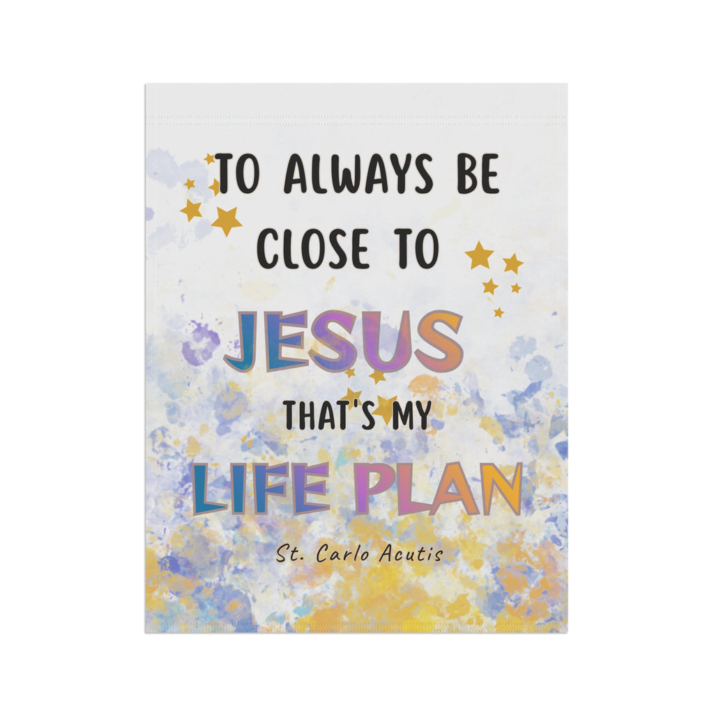 St. Carlo Acutis Watercolor Garden Flag/ House Banner
