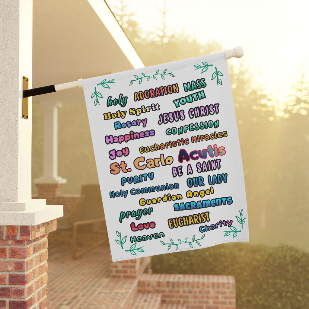 St. Carlo Acutis Inspirational Word Garden Flag — for Kids & Teens