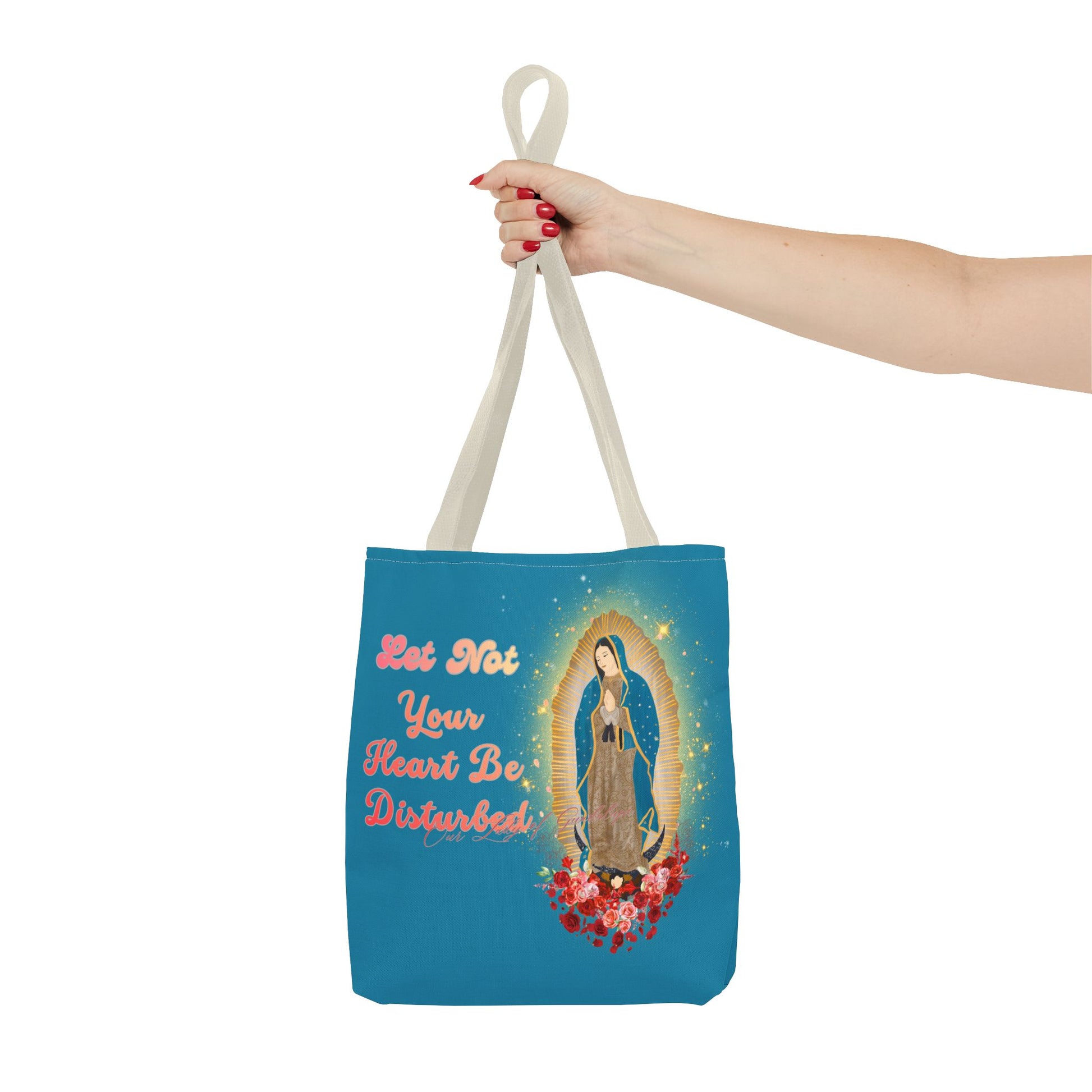 Our Lady of Guadalupe Radiant Tote Bag – "Let Not Your Heart Be Disturbed"