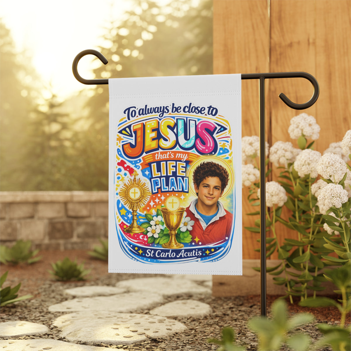 St. Carlo Acutis Vibrant Garden Flag & Banner