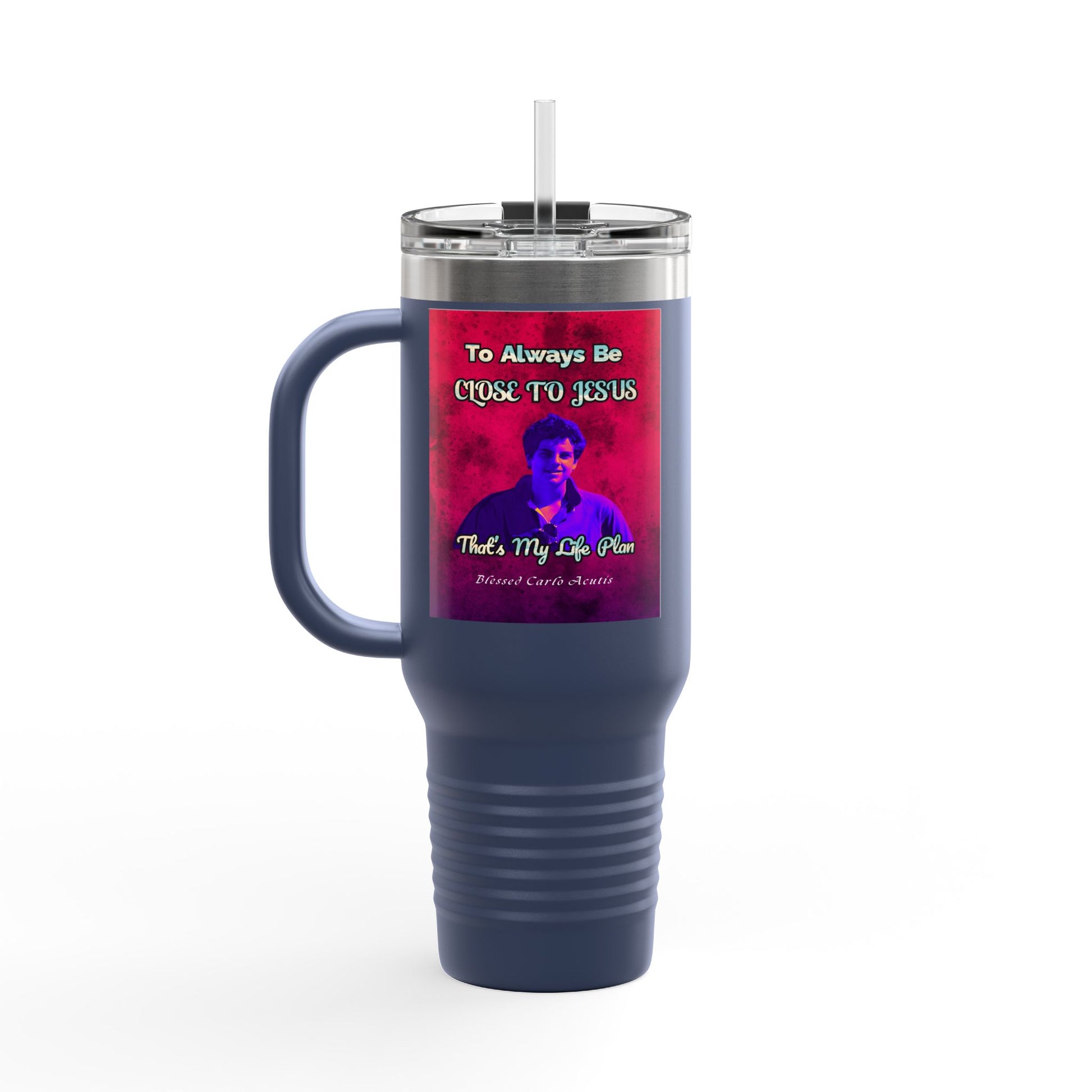 Blessed Carlo Acutis Insulated Travel Mug Colored , 40oz