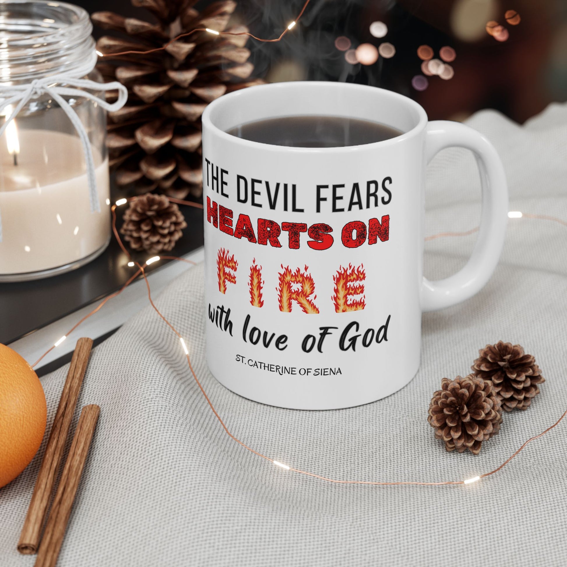 St. Catherine of Siena Hearts on Fire Catholic Mug (11oz, 15oz)