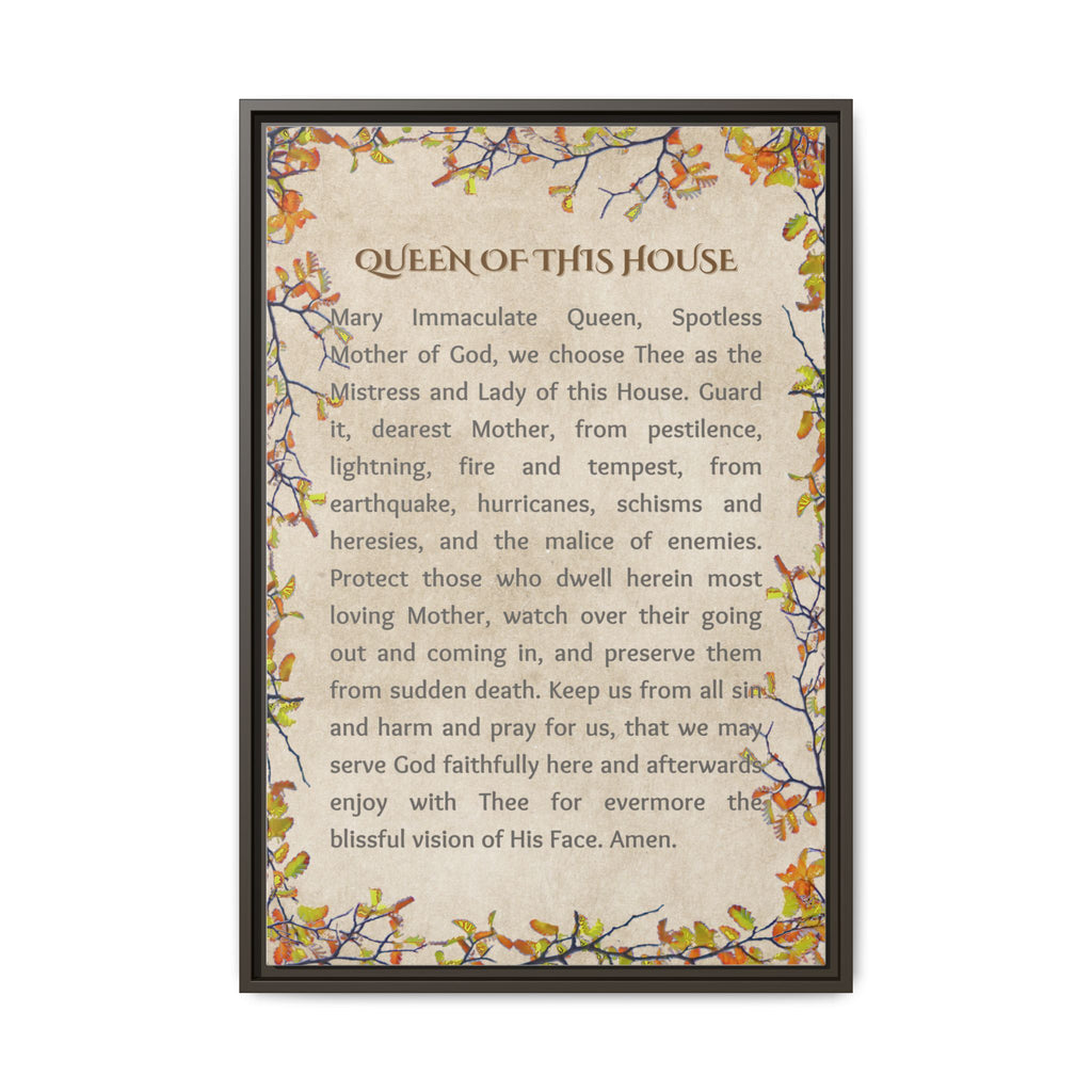 Daily Marian Prayer of Protection Framed- Queen of This House