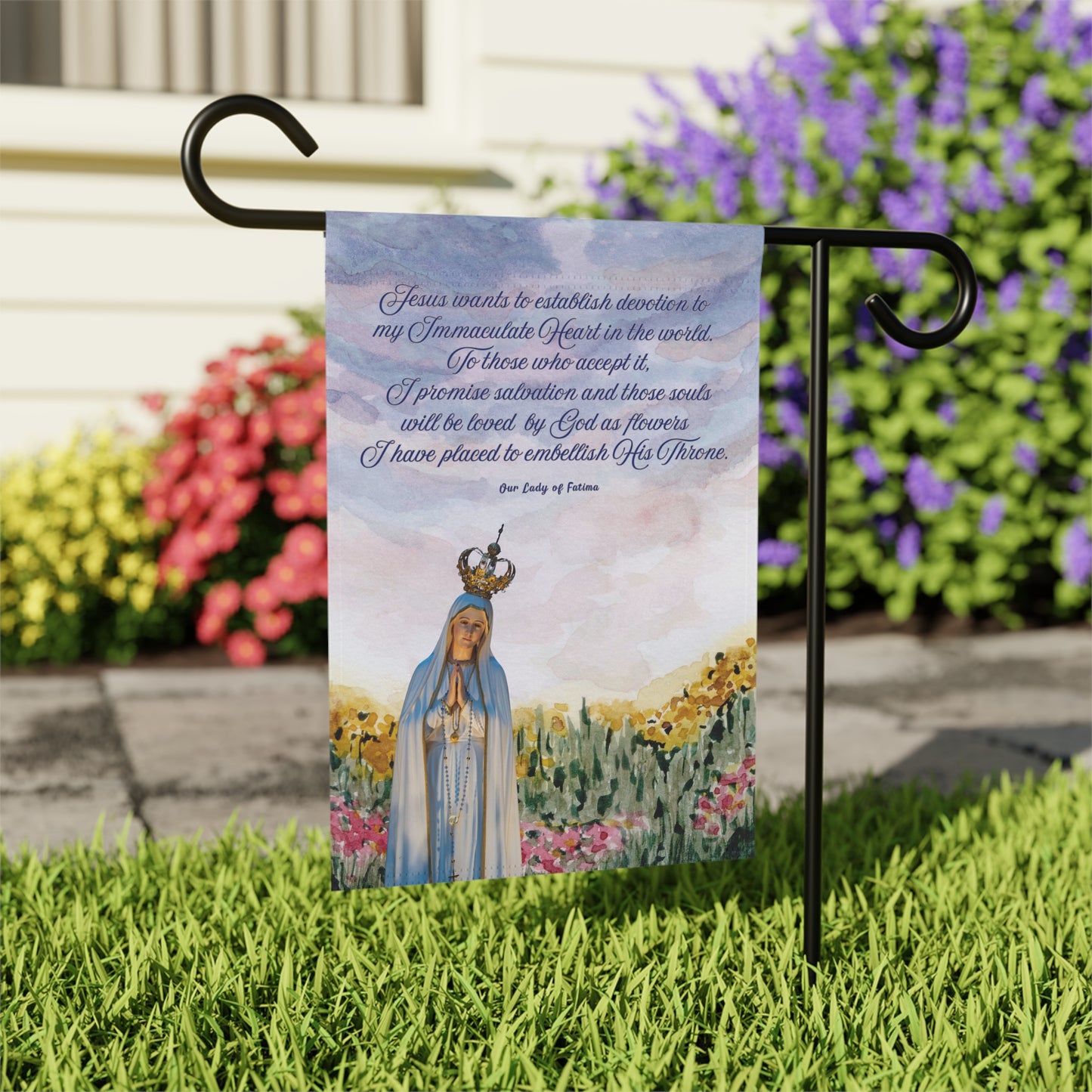 Our Lady of Fatima Immaculate Heart Garden Flag