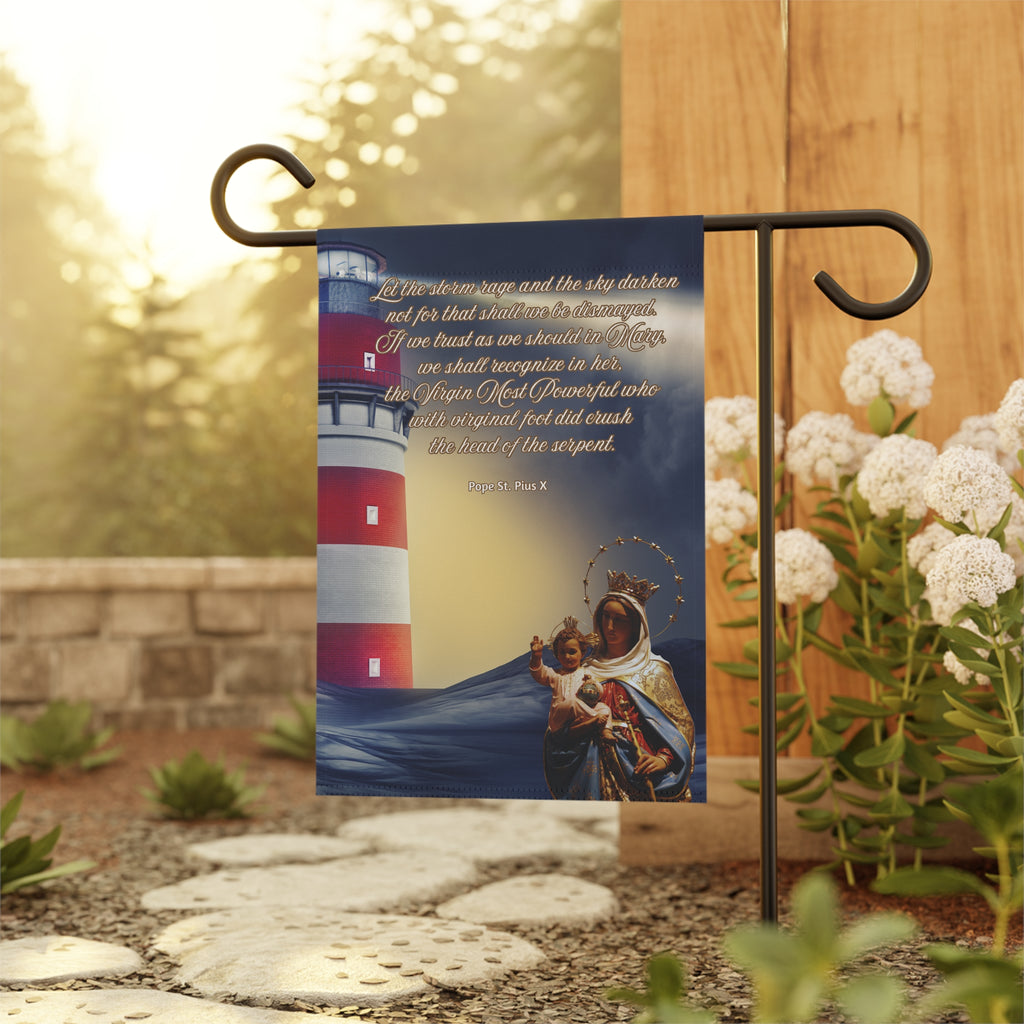 Pope St. Pius X Let The Storm Rage Garden Flag