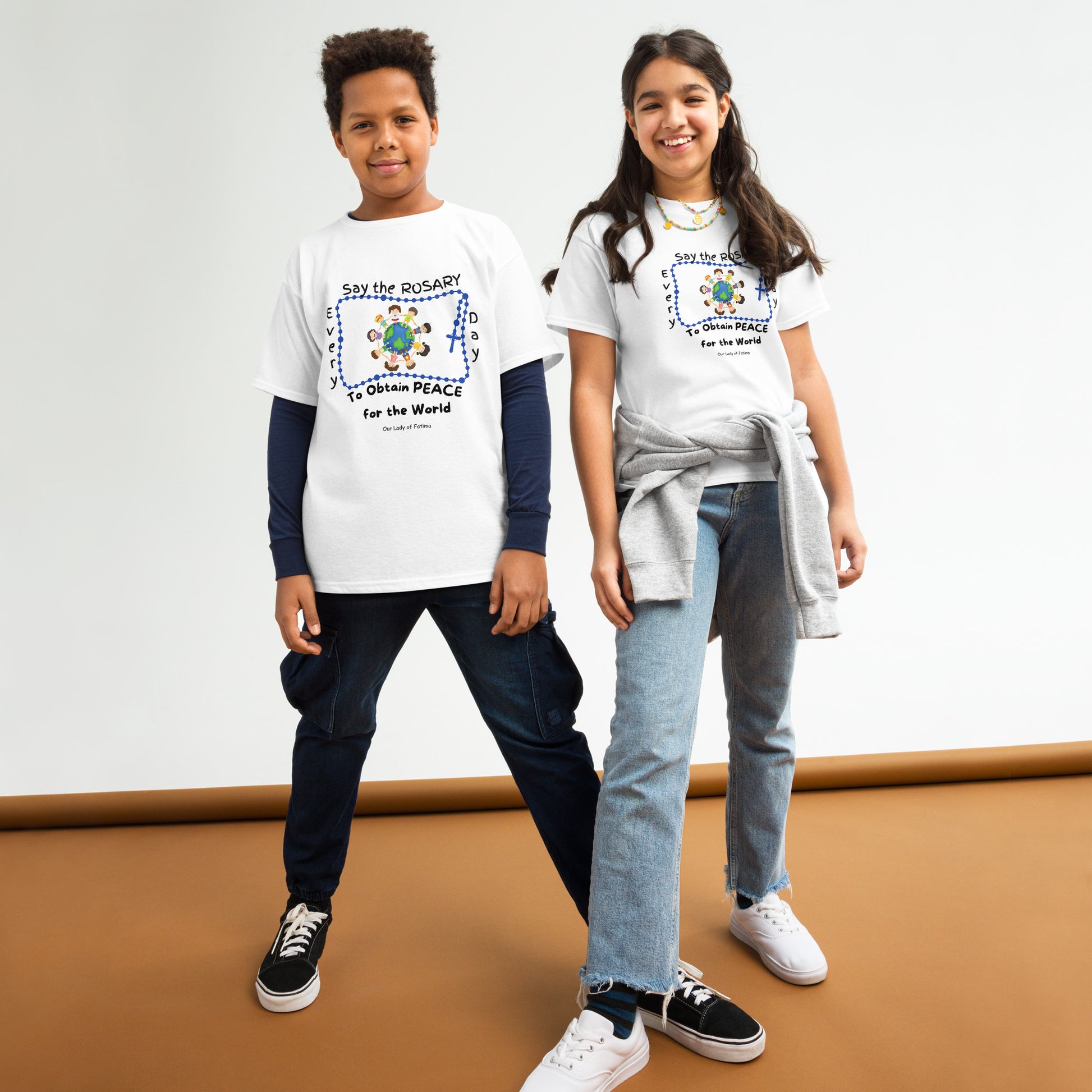 Our Lady of Fatima Rosary Kids T-Shirt