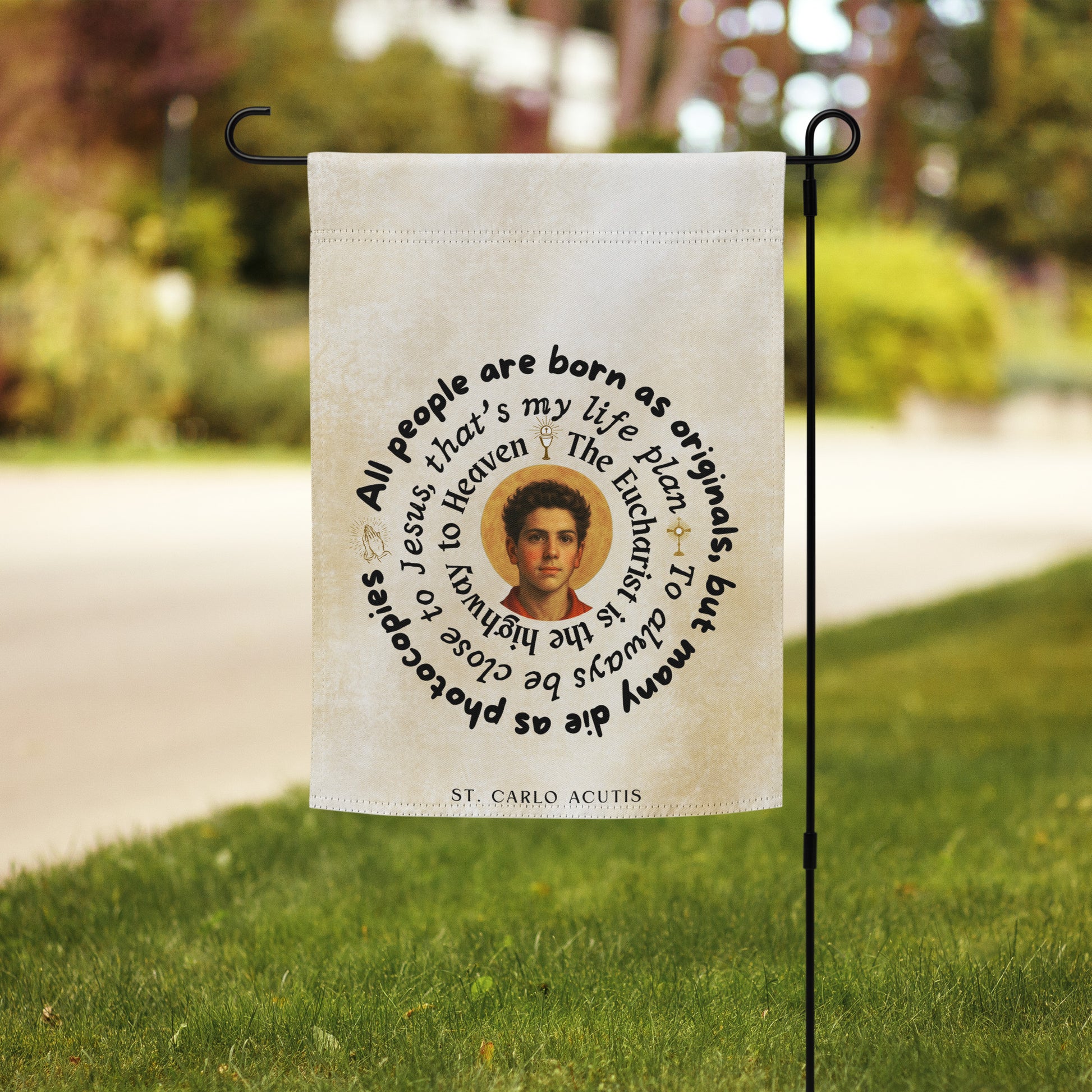 St. Carlo Acutis Inspirational Garden Flag/Outdoor Banner