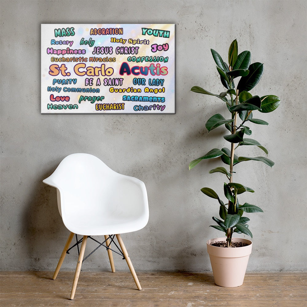 St. Carlo Acutis Inspirational Word Canvas
