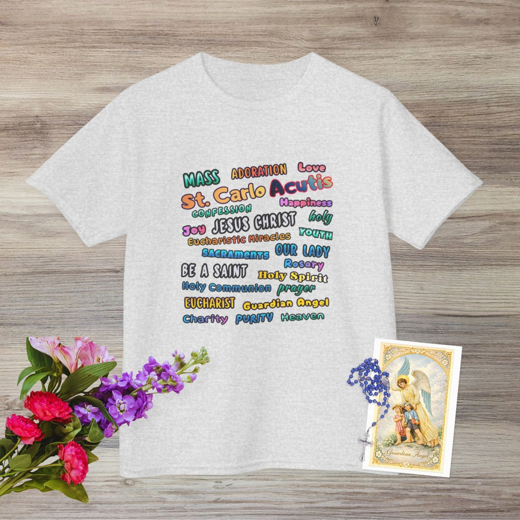 St. Carlo Acutis Inspirational Youth Word Cloud T-Shirt