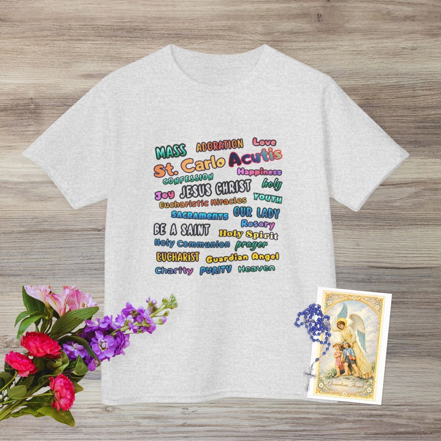 St. Carlo Acutis Inspirational Youth Word Cloud T-Shirt