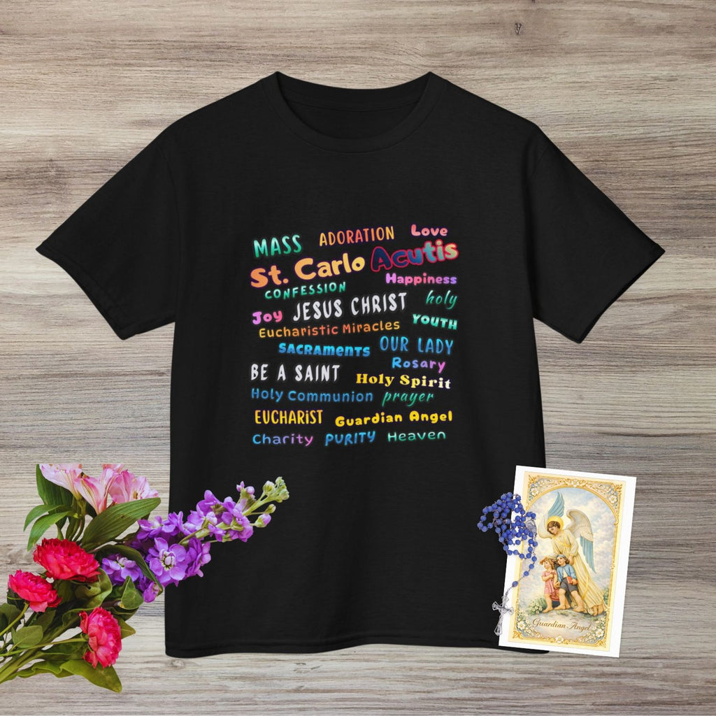 St. Carlo Acutis Inspirational Youth Word Cloud T-Shirt