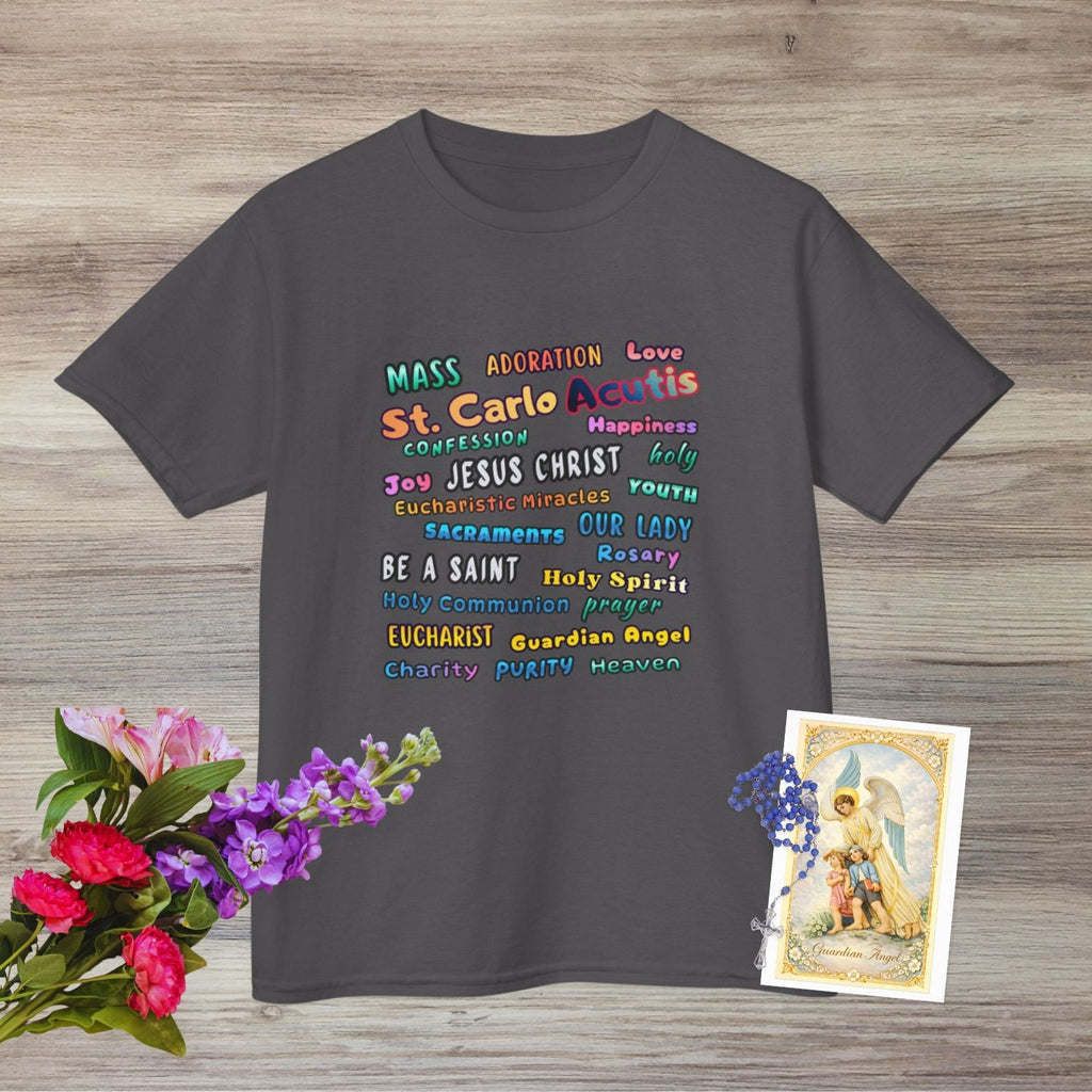 St. Carlo Acutis Inspirational Youth Word Cloud T-Shirt