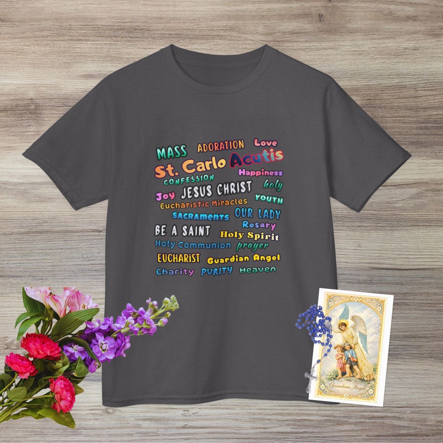 St. Carlo Acutis Inspirational Youth Word Cloud T-Shirt