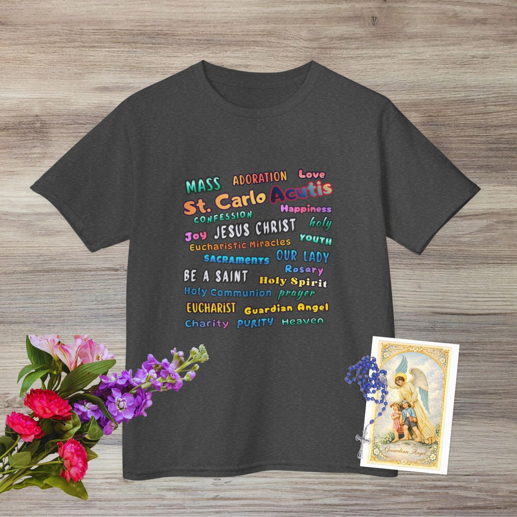 St. Carlo Acutis Inspirational Youth Word Cloud T-Shirt
