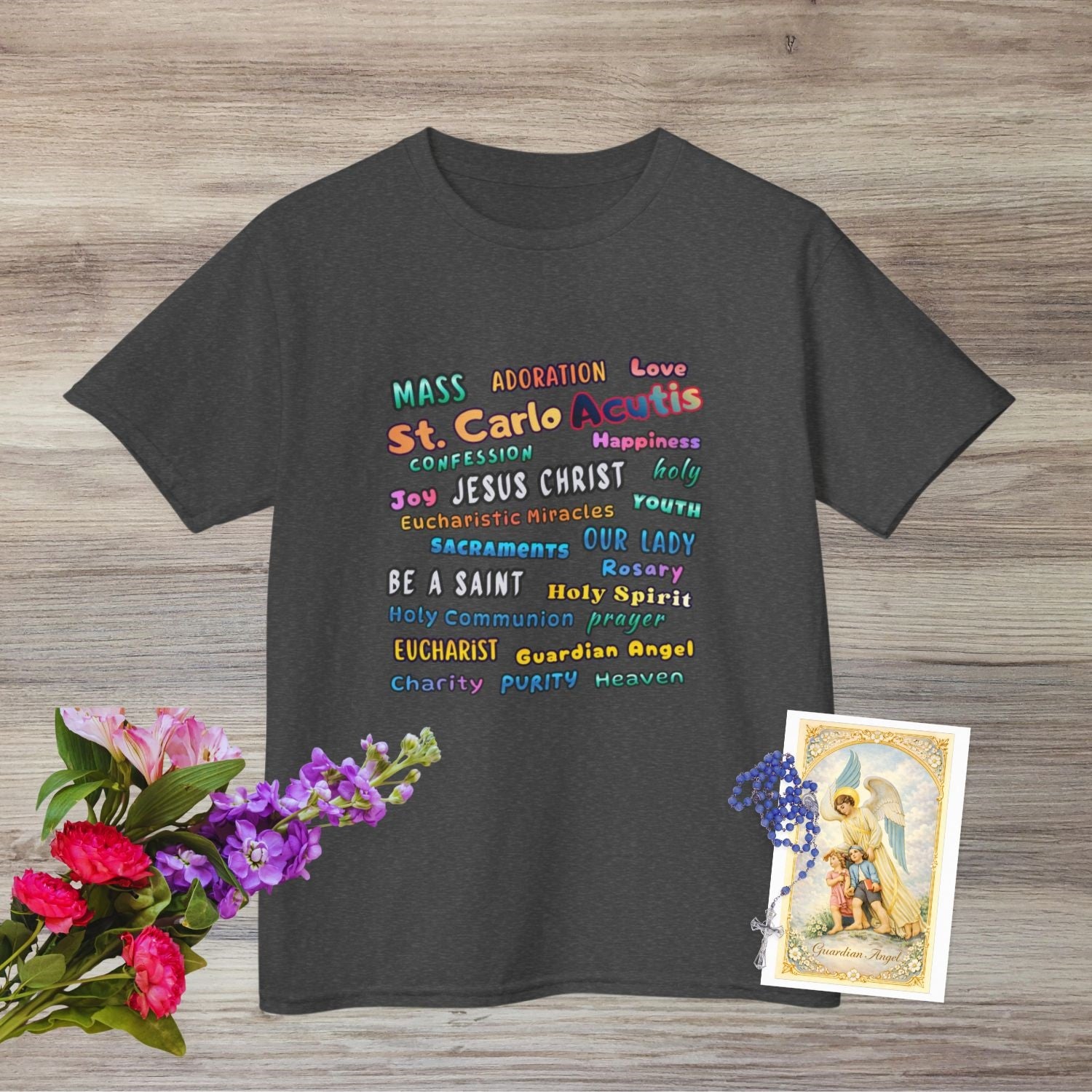St. Carlo Acutis Inspirational Youth Word Cloud T-Shirt