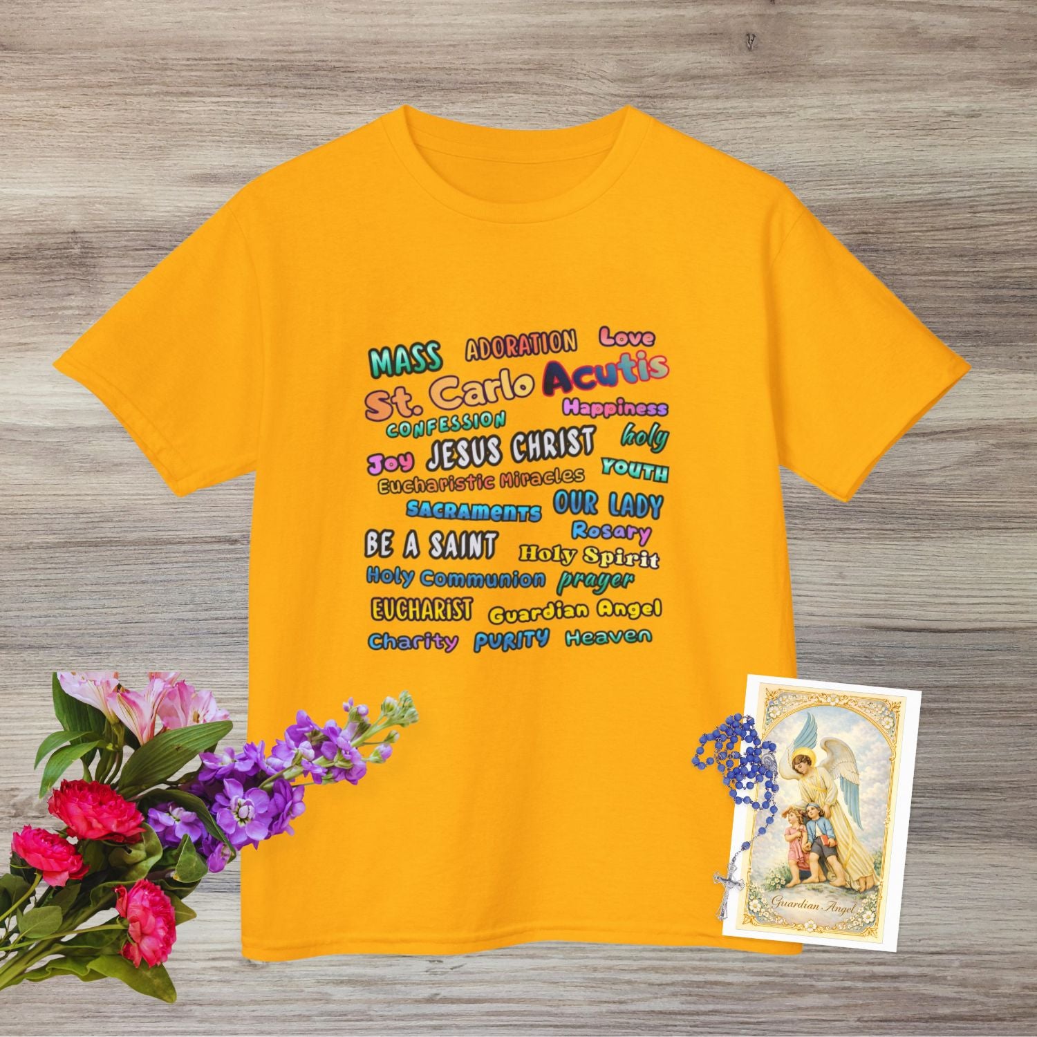 St. Carlo Acutis Inspirational Youth Word Cloud T-Shirt