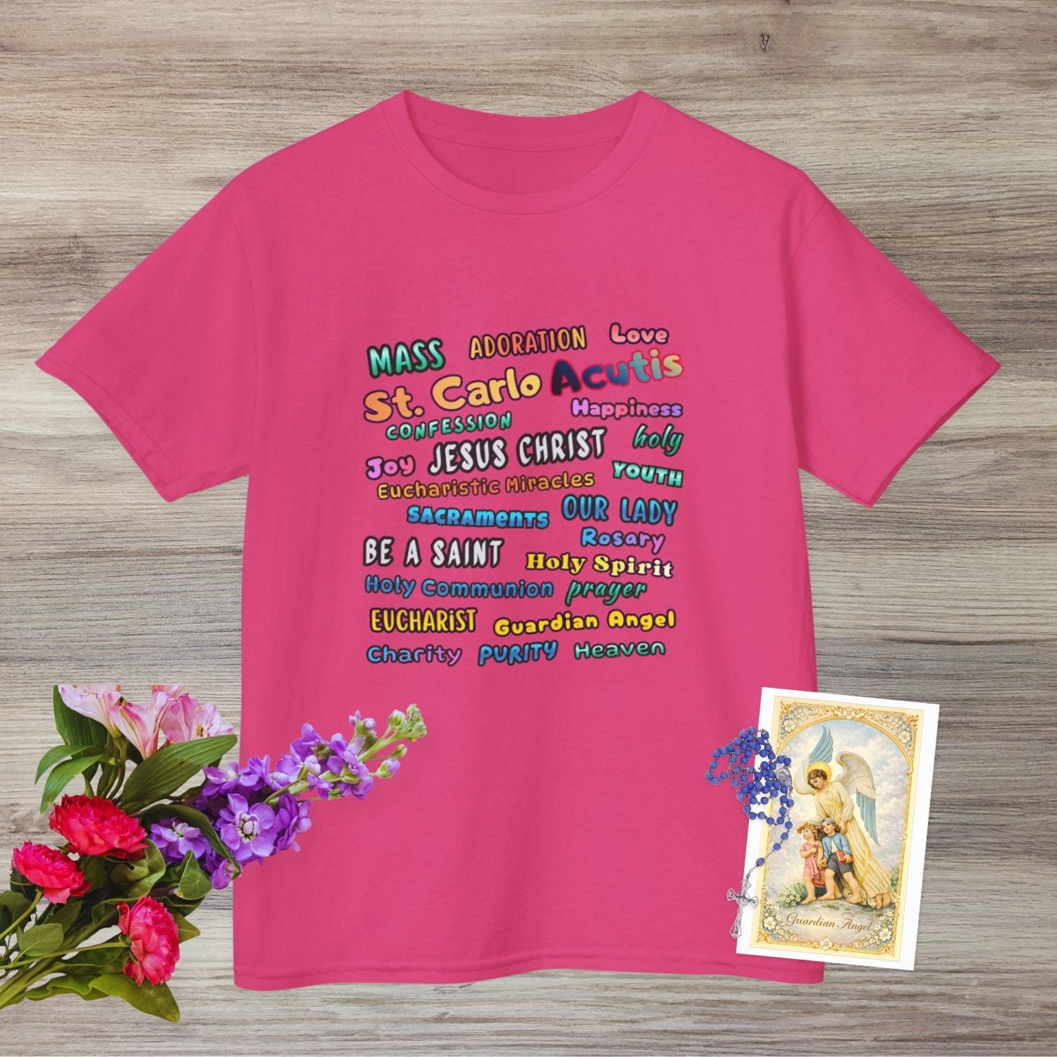 St. Carlo Acutis Inspirational Youth Word Cloud T-Shirt