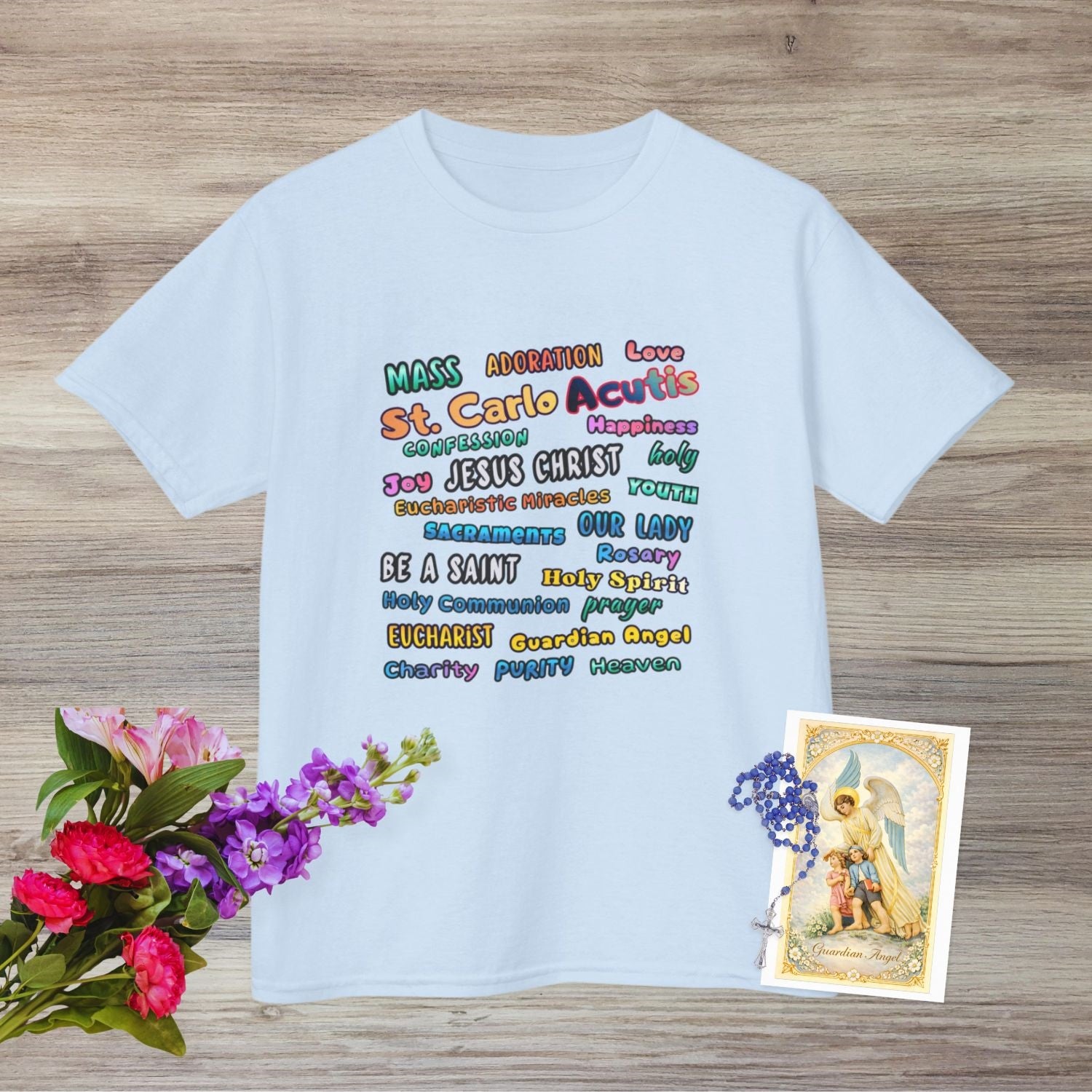 St. Carlo Acutis Inspirational Youth Word Cloud T-Shirt
