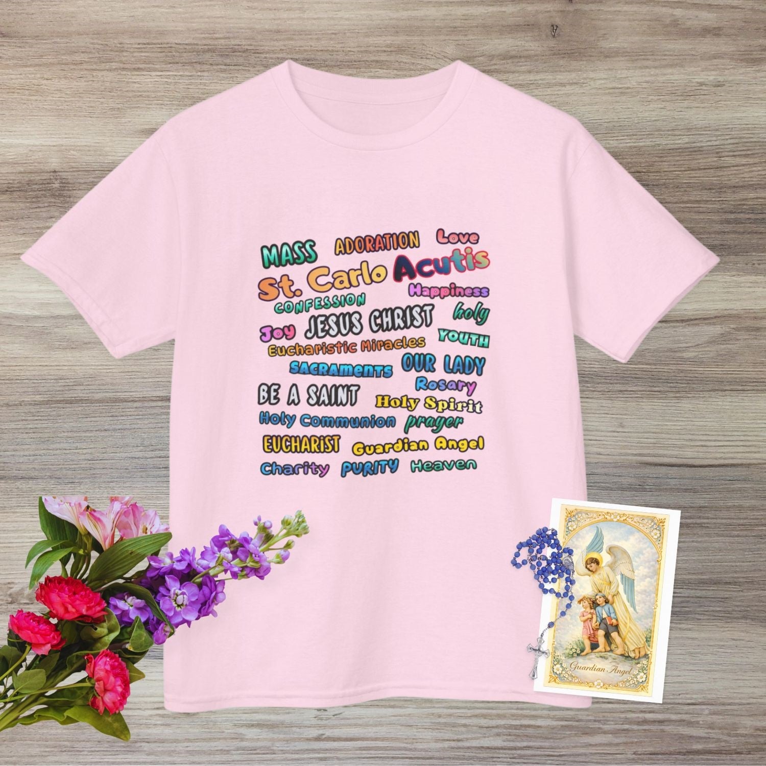 St. Carlo Acutis Inspirational Youth Word Cloud T-Shirt
