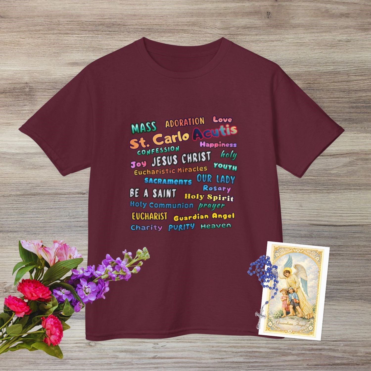 St. Carlo Acutis Inspirational Youth Word Cloud T-Shirt