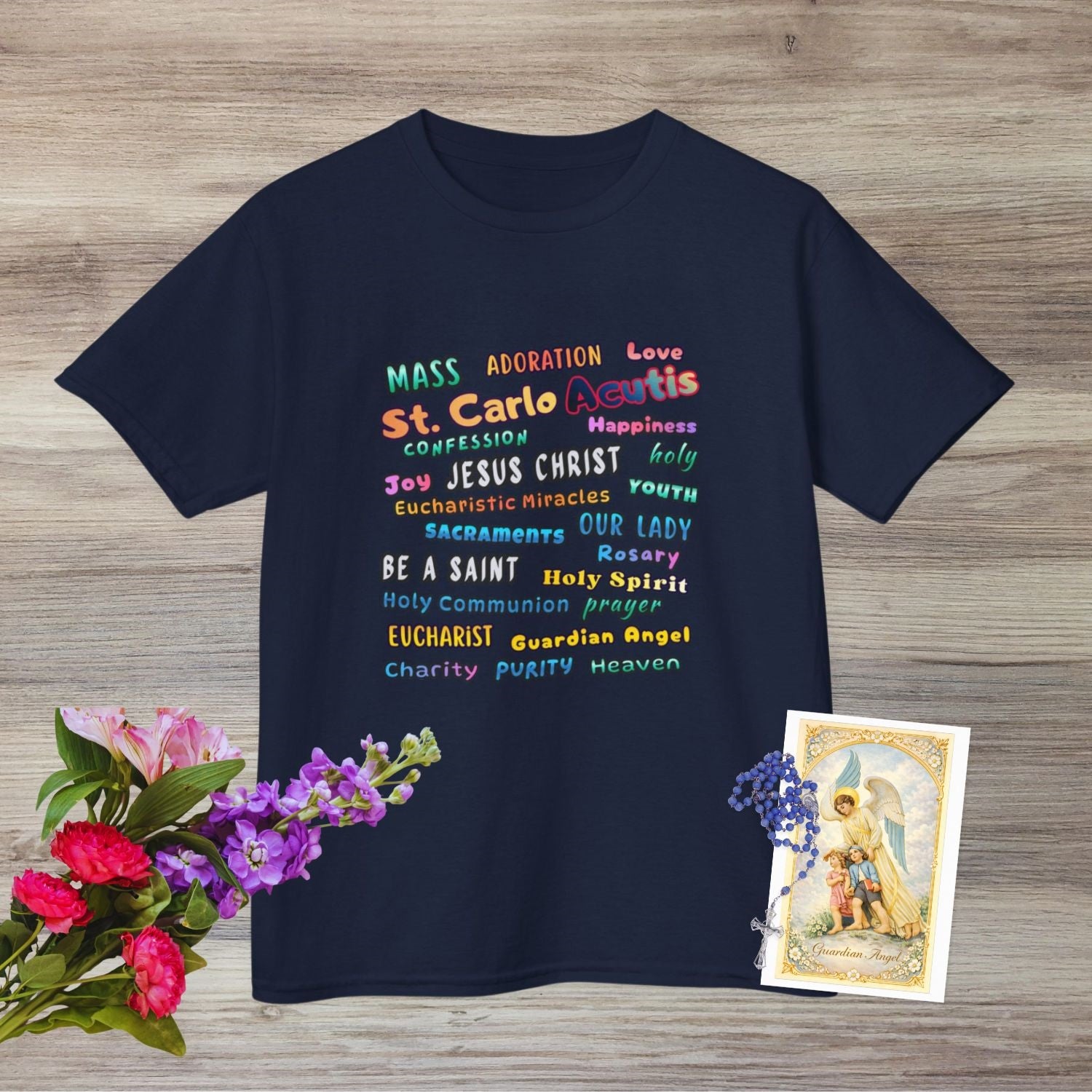 St. Carlo Acutis Inspirational Youth Word Cloud T-Shirt