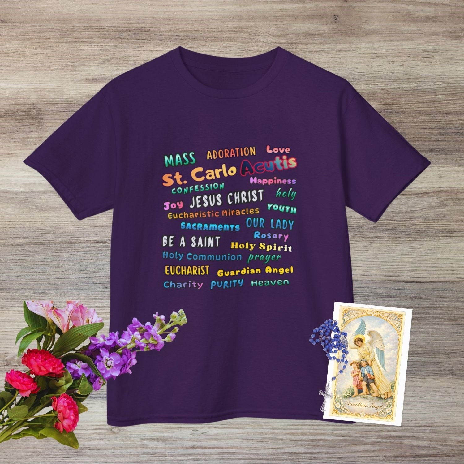 St. Carlo Acutis Inspirational Youth Word Cloud T-Shirt