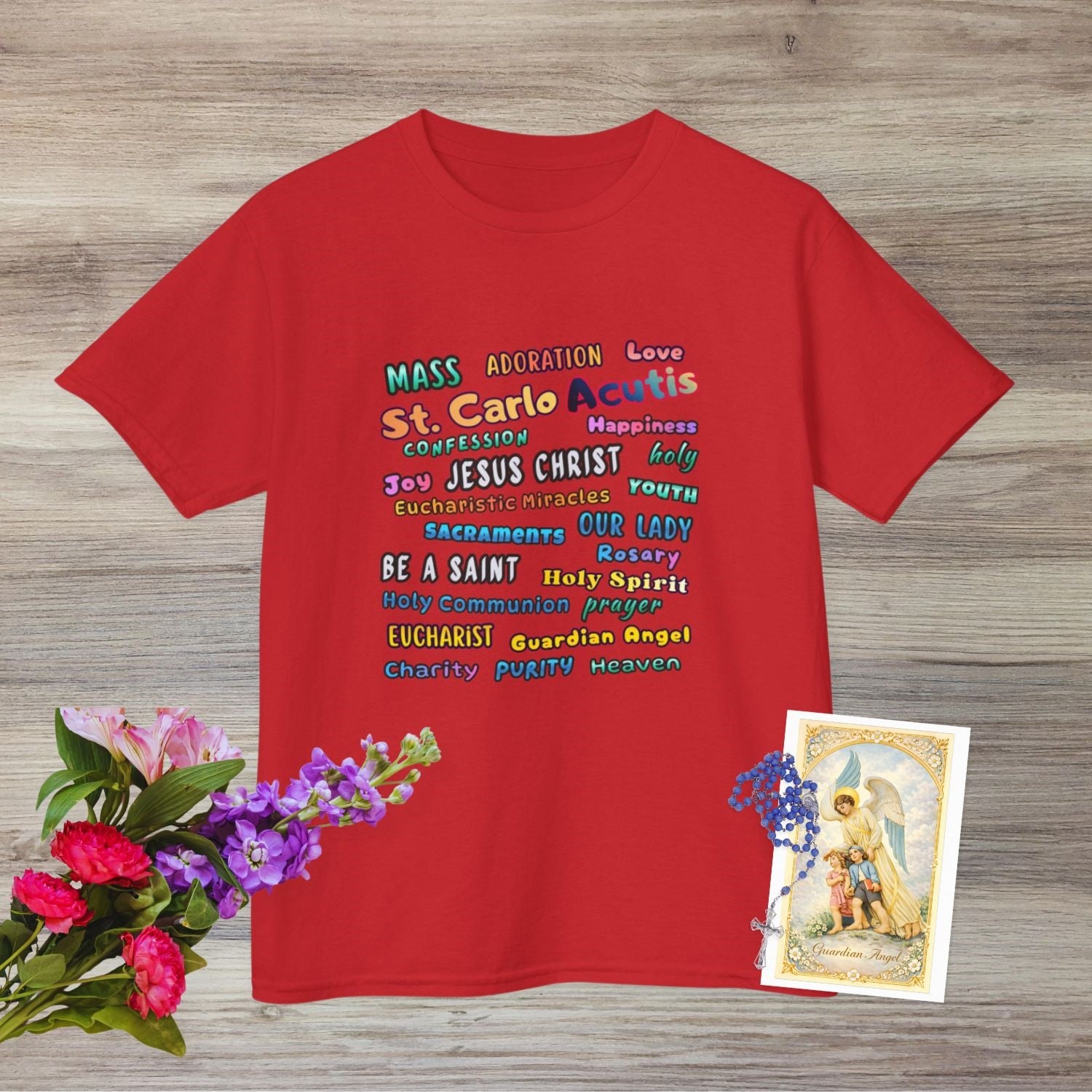 St. Carlo Acutis Inspirational Youth Word Cloud T-Shirt