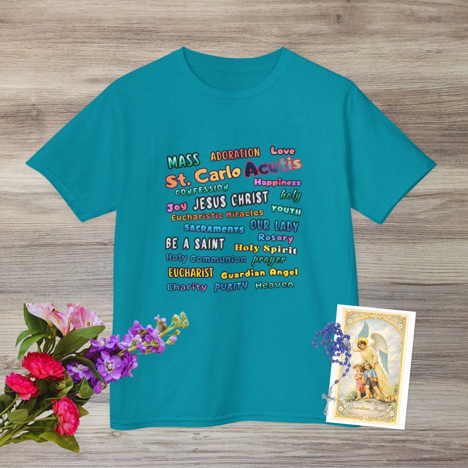 St. Carlo Acutis Inspirational Youth Word Cloud T-Shirt