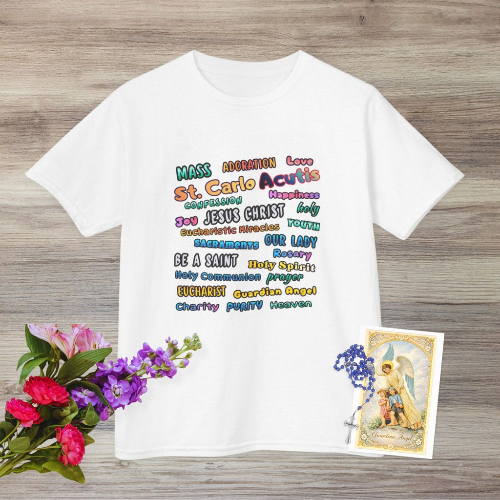 St. Carlo Acutis Inspirational Youth Word Cloud T-Shirt