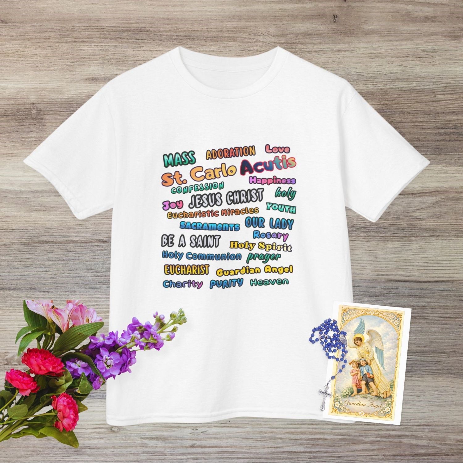 St. Carlo Acutis Inspirational Youth Word Cloud T-Shirt