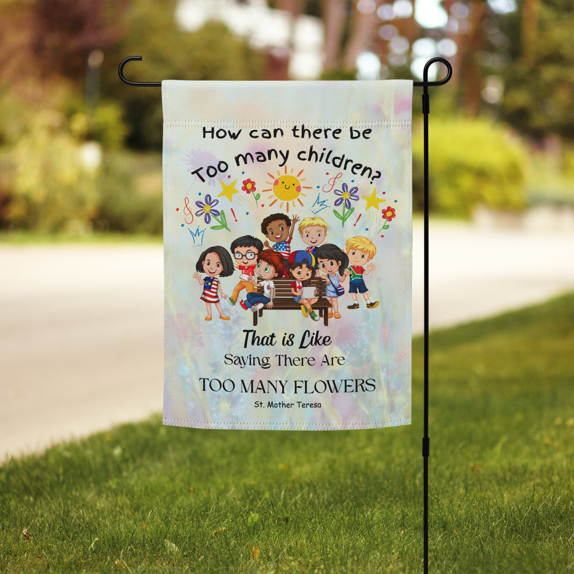 St. Mother Teresa Flowers Kids Garden Flag & Banner