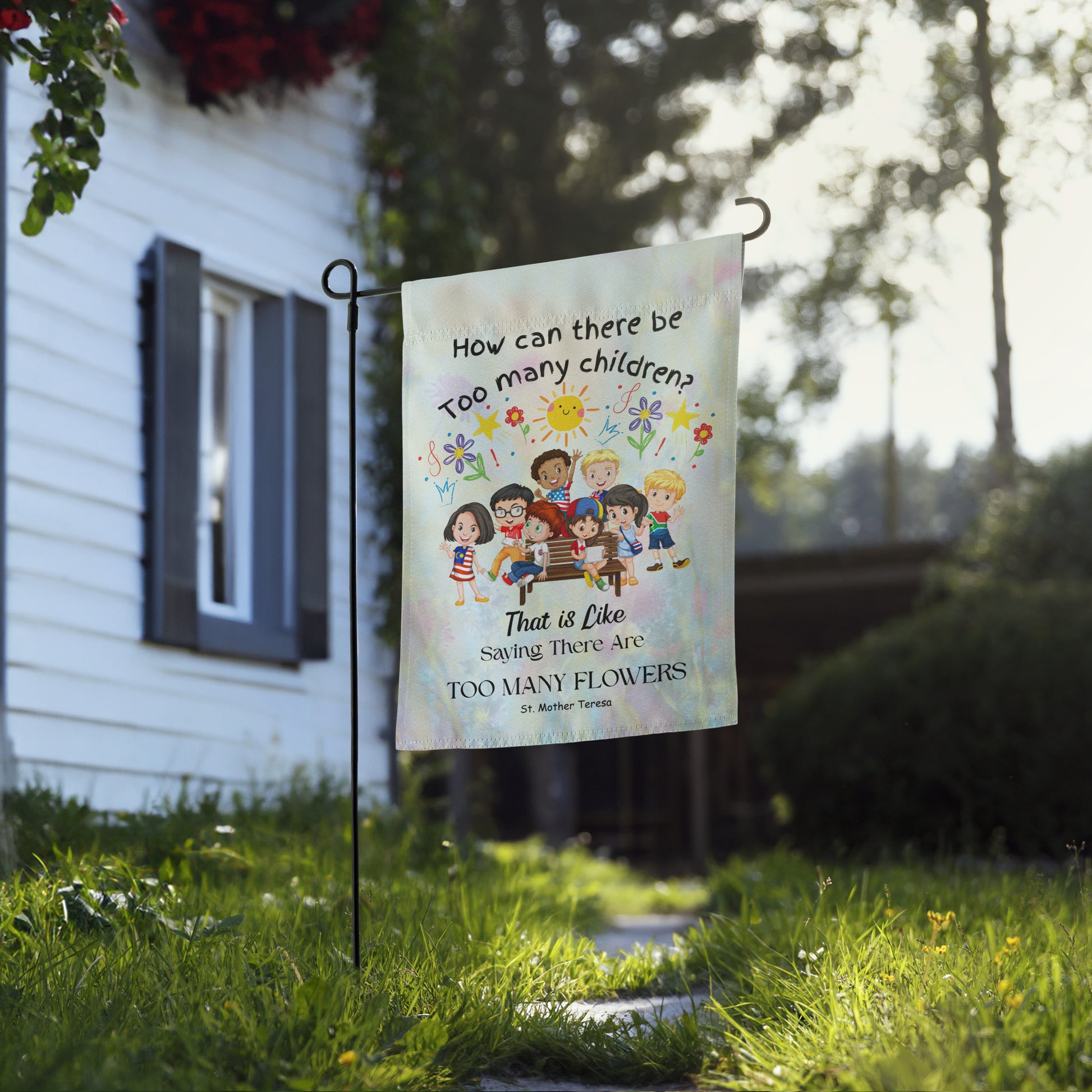St. Mother Teresa Flowers Kids Garden Flag & Banner
