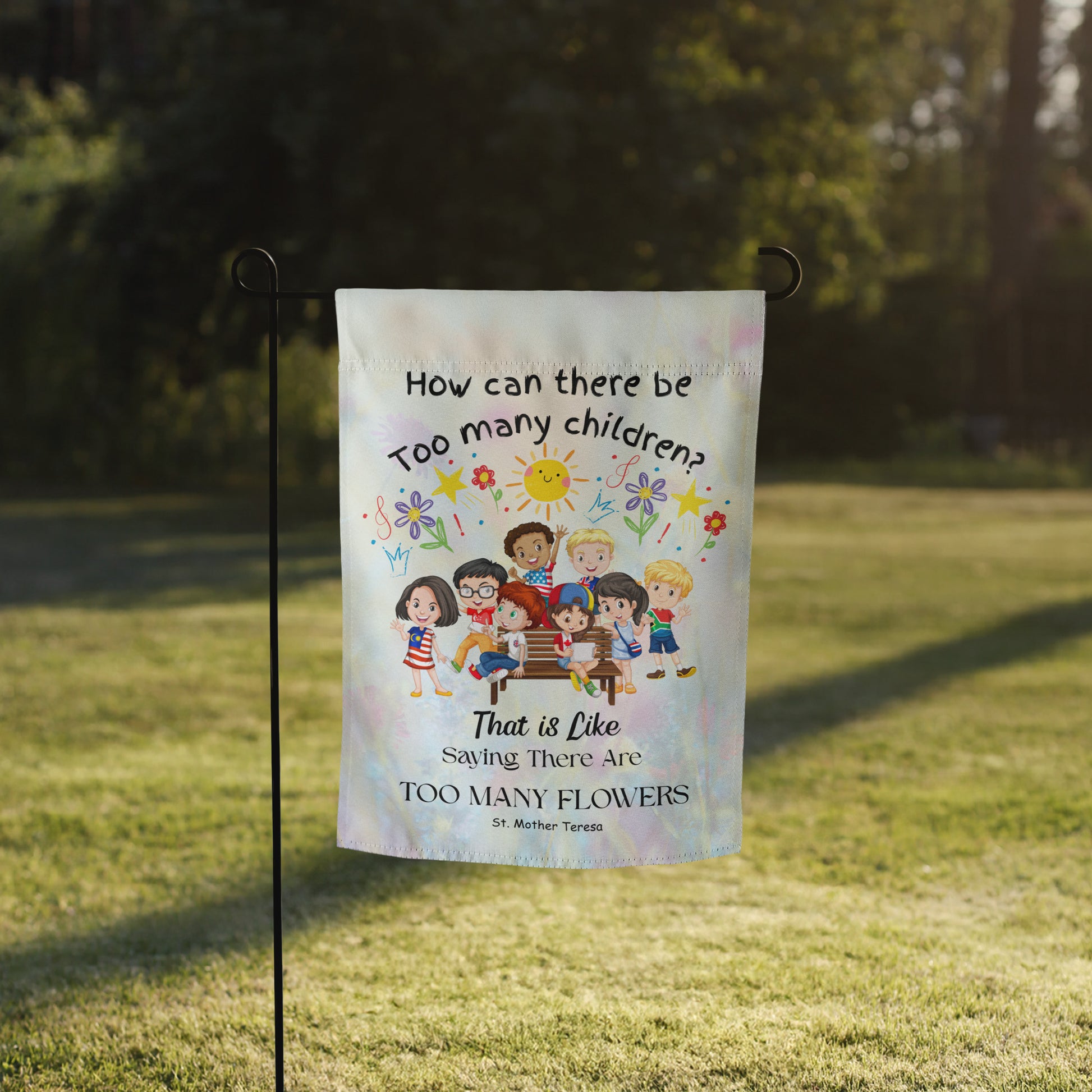 St. Mother Teresa Flowers Kids Garden Flag & Banner