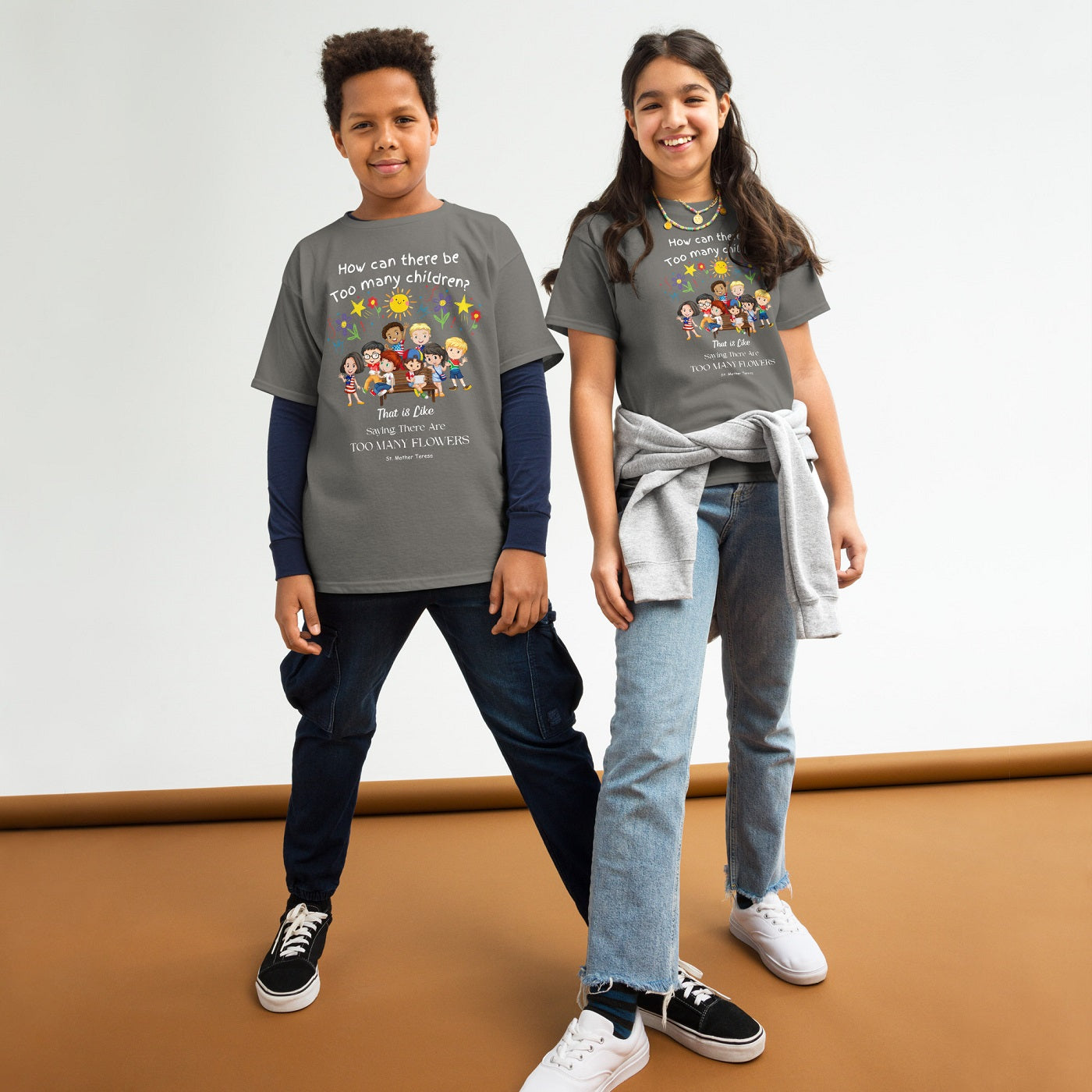 St. Mother Teresa Flowers Kids T-Shirt