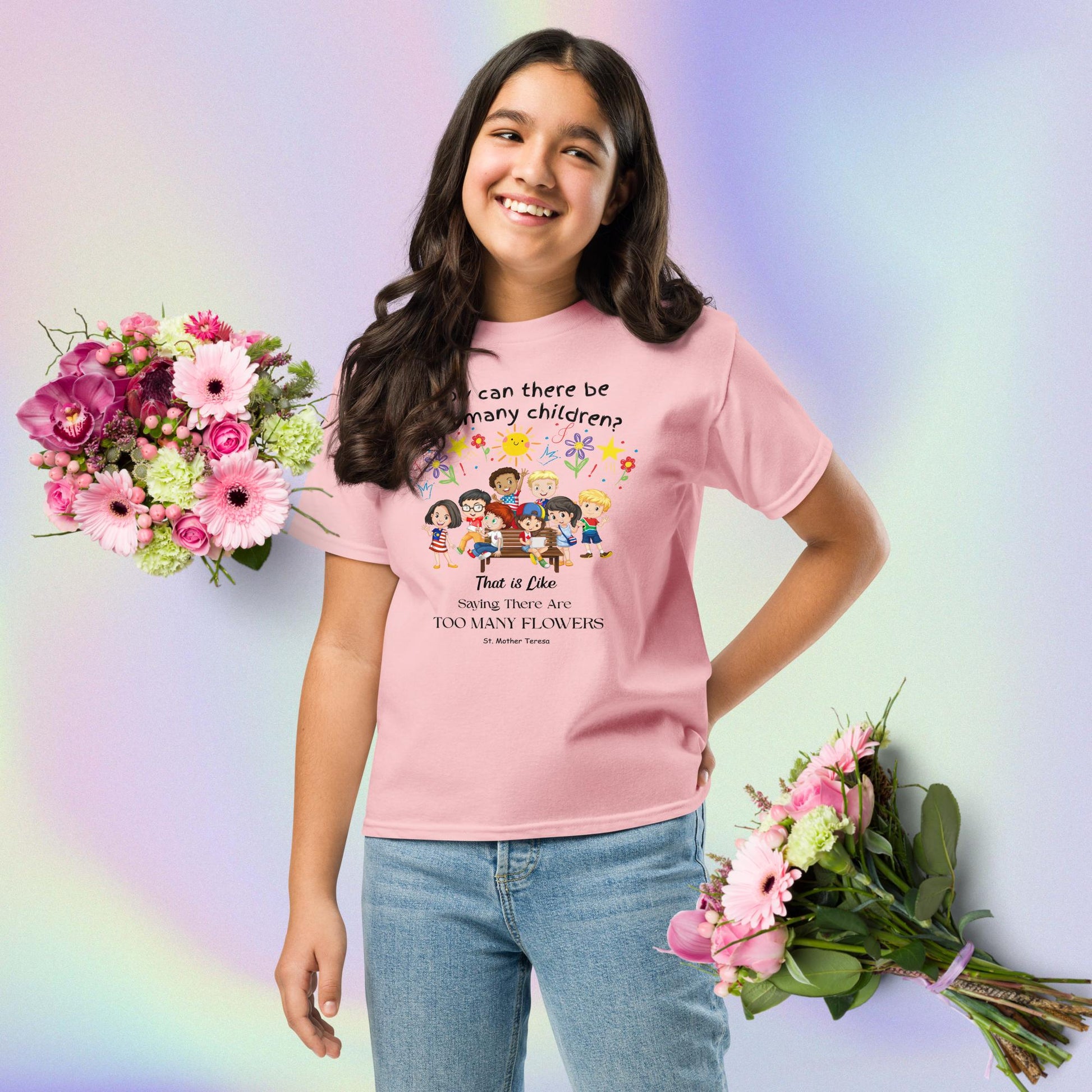 St. Mother Teresa Flowers Kids T-Shirt