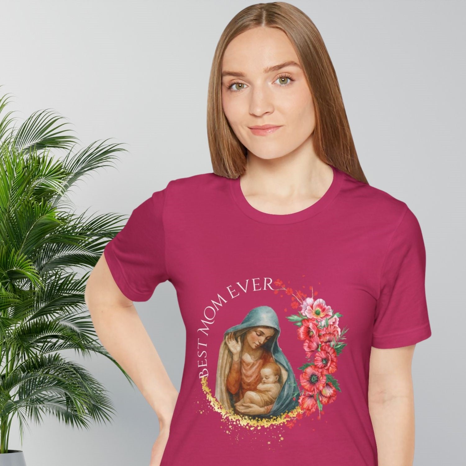 Blessed Virgin Mary 'Best Mom Ever' Floral Tee