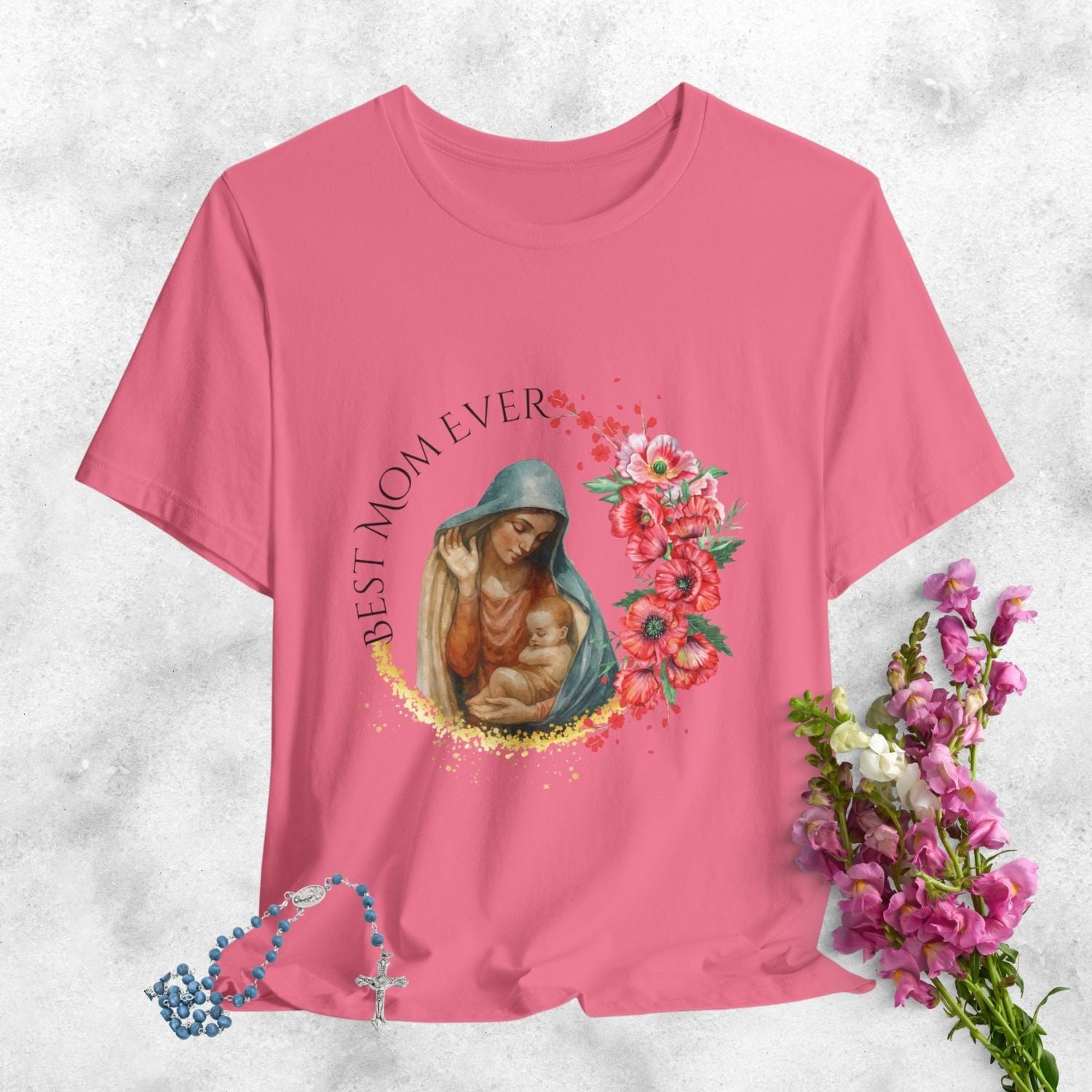 Blessed Virgin Mary 'Best Mom Ever' Floral Tee
