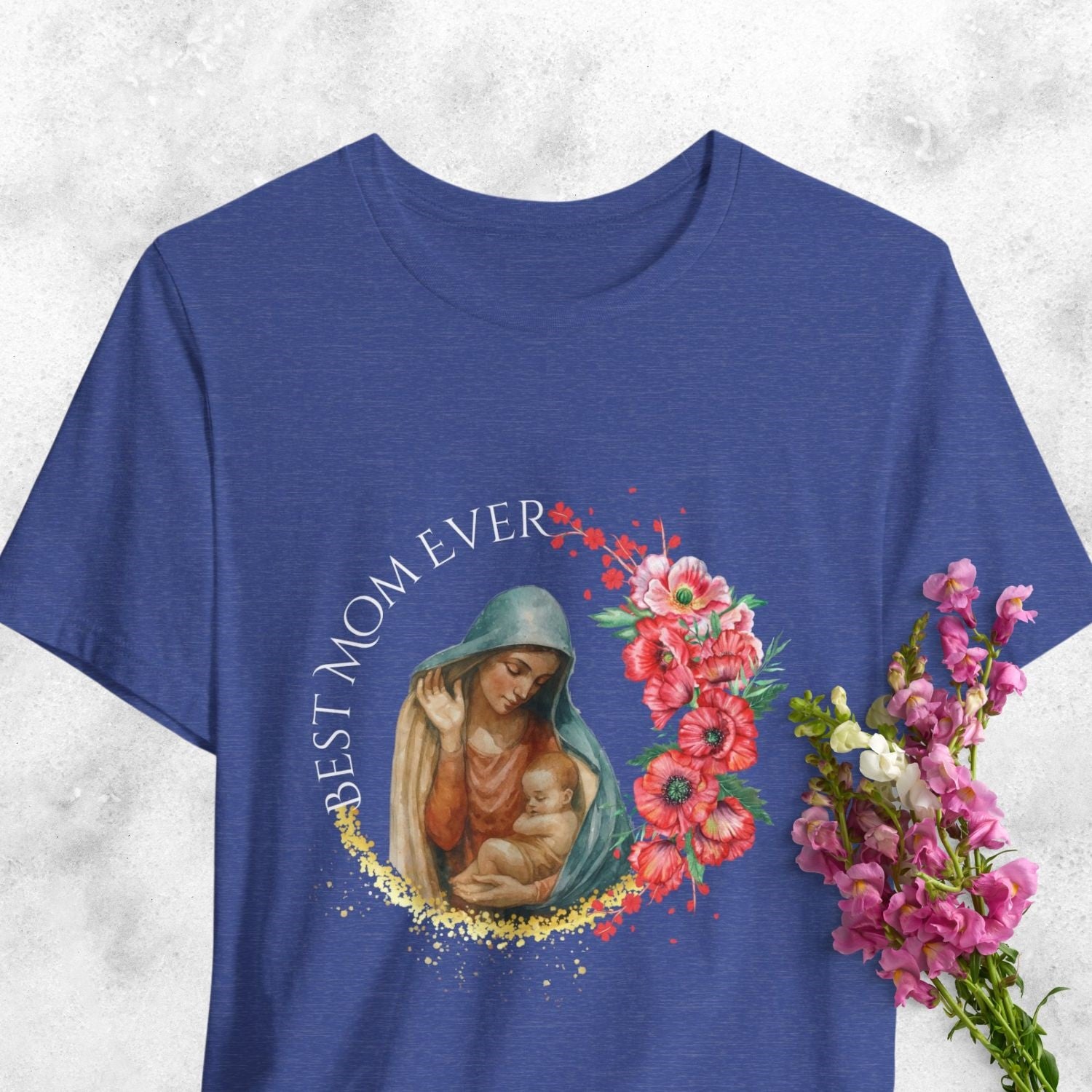 Blessed Virgin Mary 'Best Mom Ever' Floral Tee