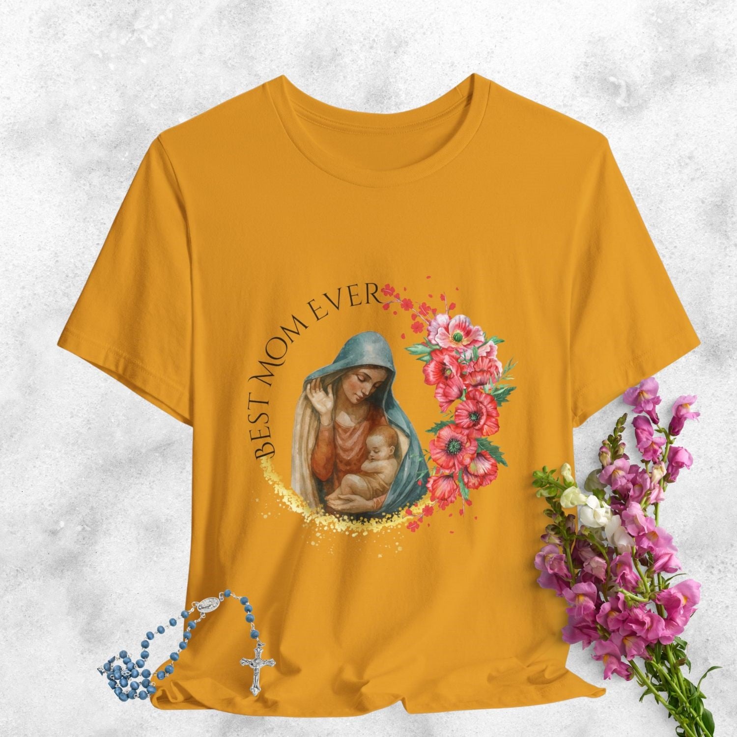 Blessed Virgin Mary 'Best Mom Ever' Floral Tee