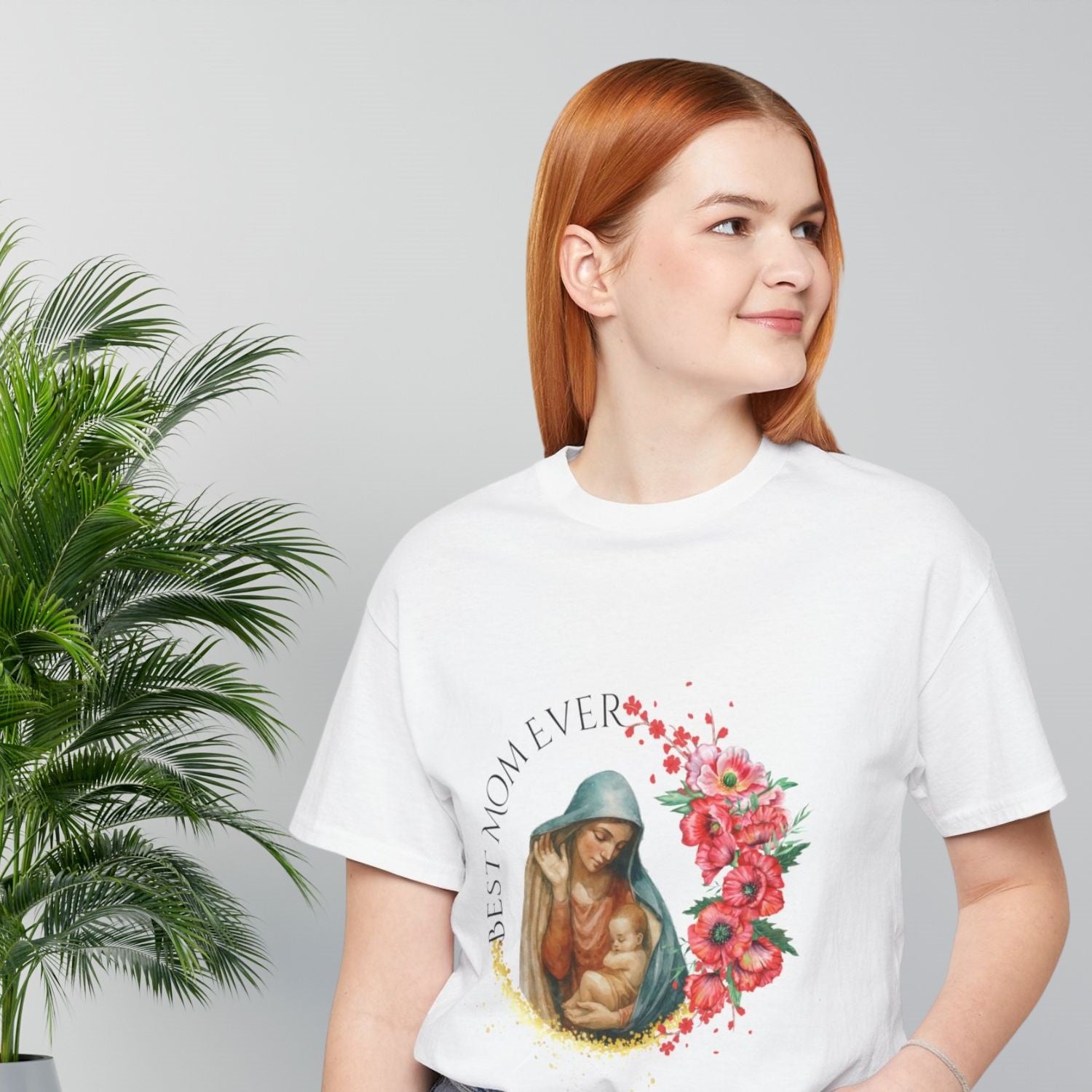 Blessed Virgin Mary 'Best Mom Ever' Floral Tee